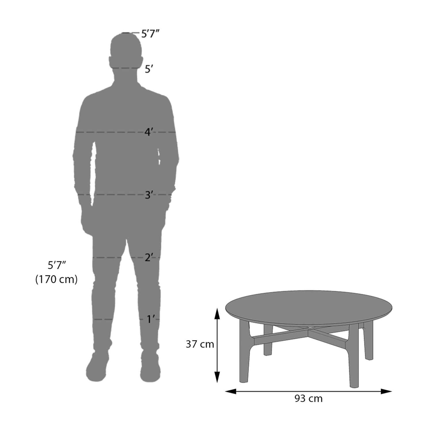 Cayman Wooden Top Coffee Table in Danish Walnut Finish