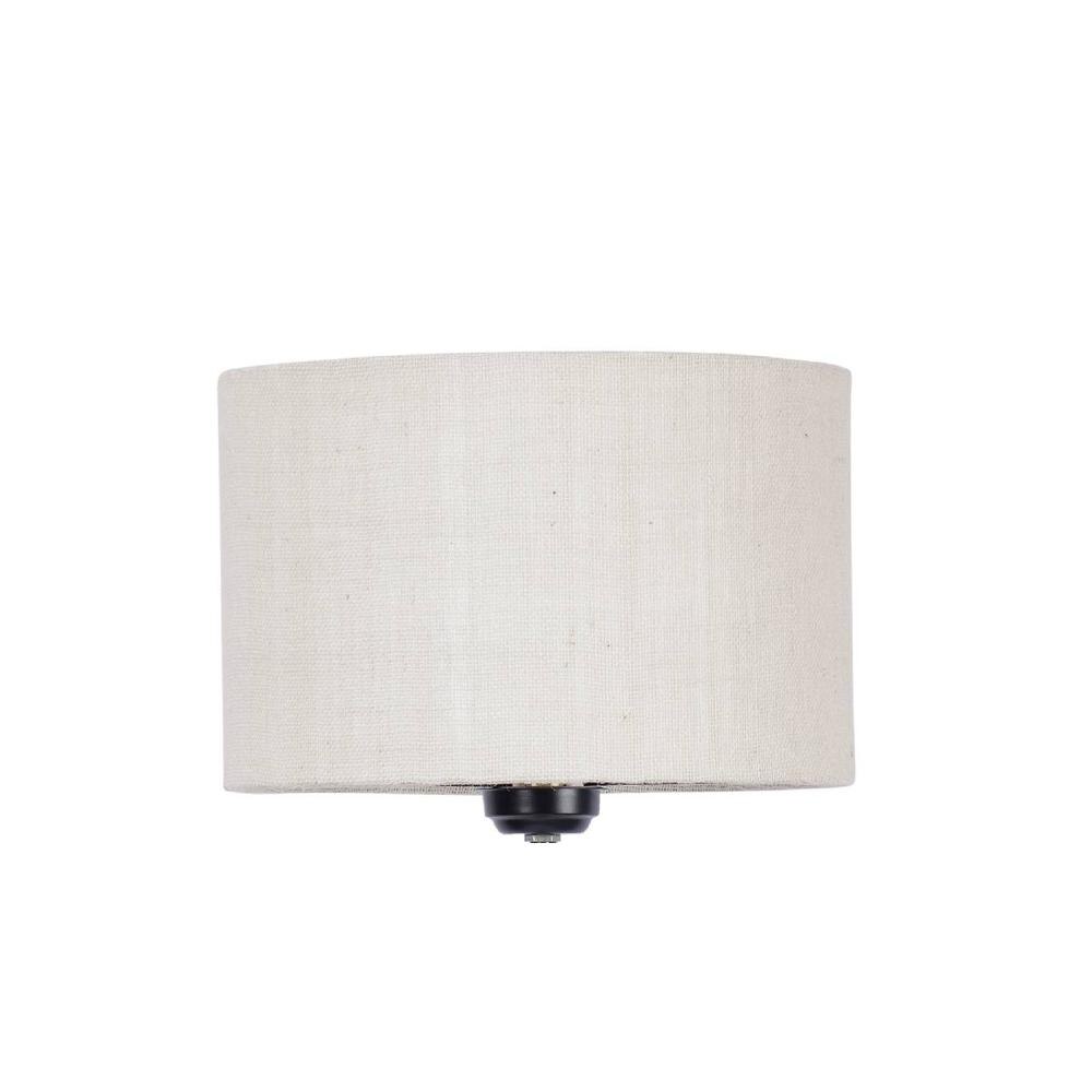 Aurora White Natural Fiber Floor Lamp with Black Iron Base