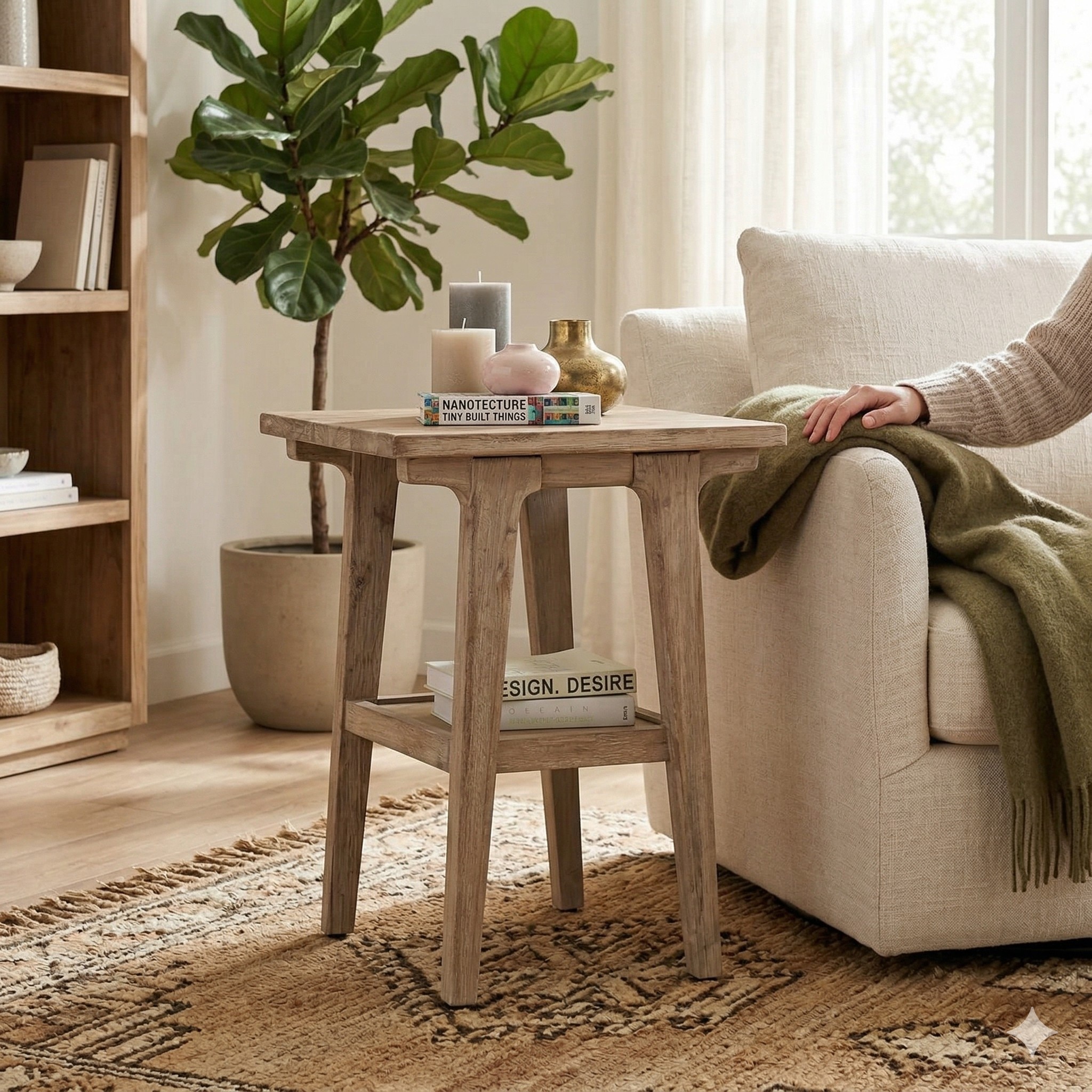 Scandinavian Forres Oak Side Table in Beige Colour - Nestnordic
