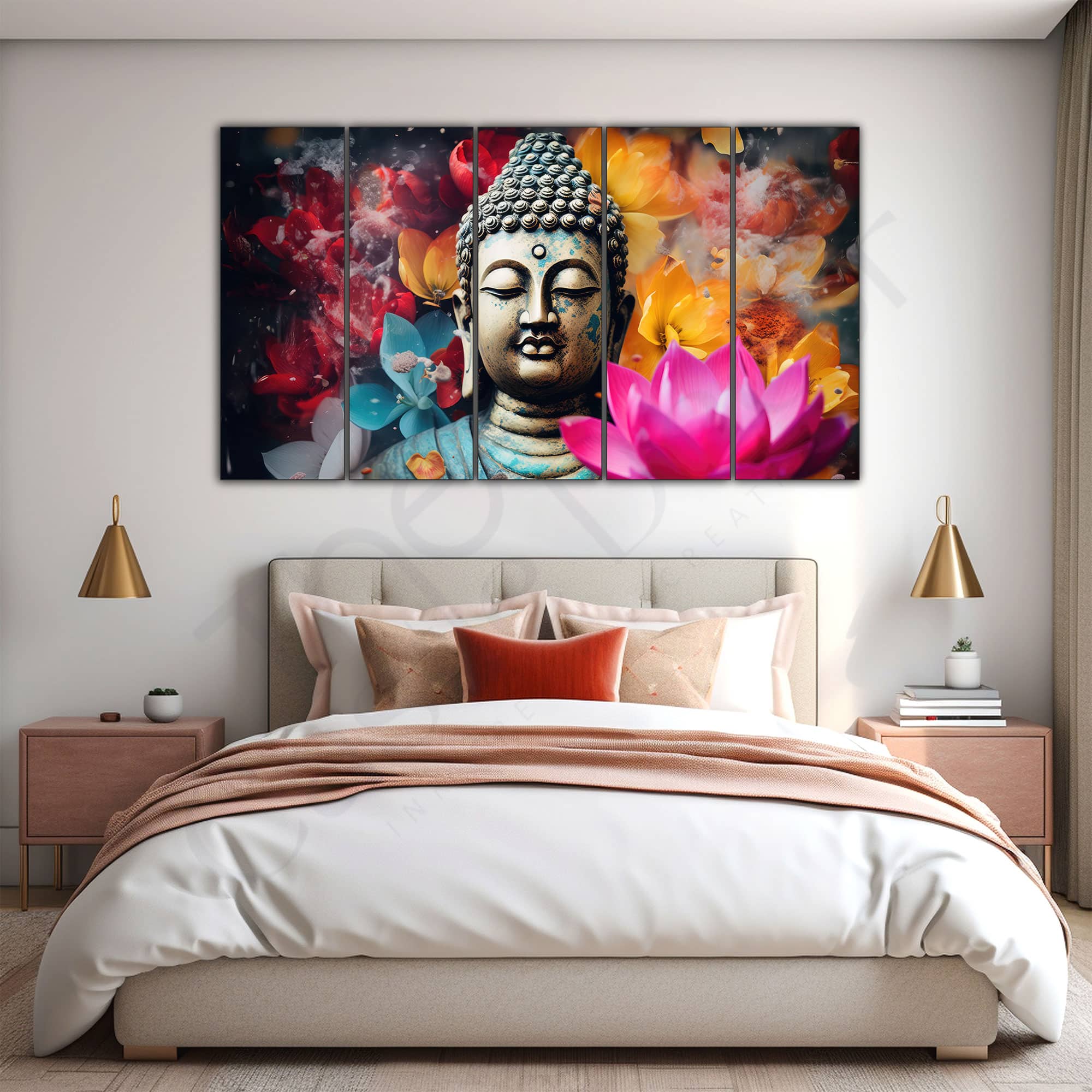The Castle Decor Lord Buddha Wall Painting Wooden Framed Digital Painting 27x48 Inch (Style 1) - The Castle Decor