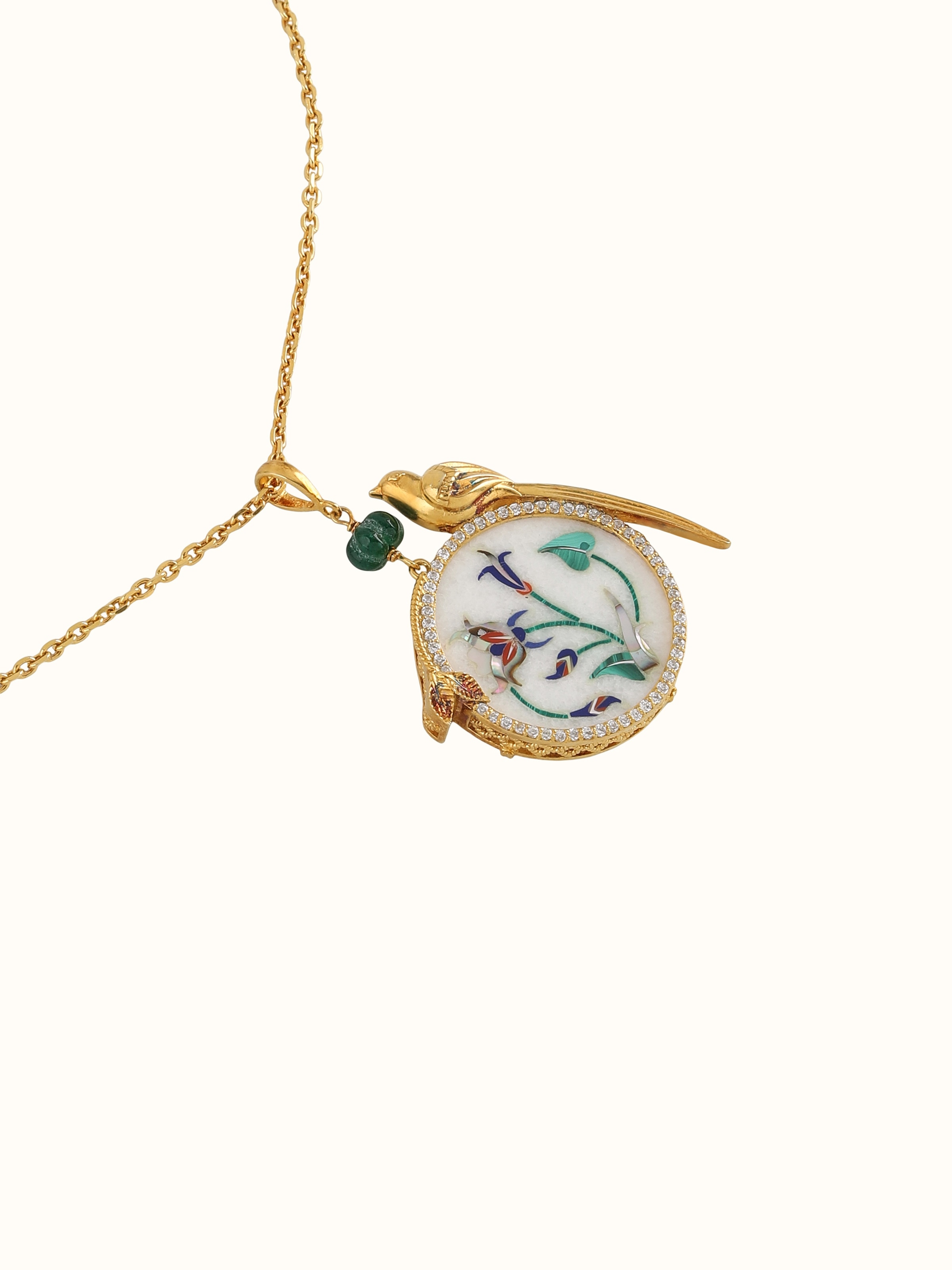 Second detail shot of Parchinkari pendant focusing on textured surface and clasp