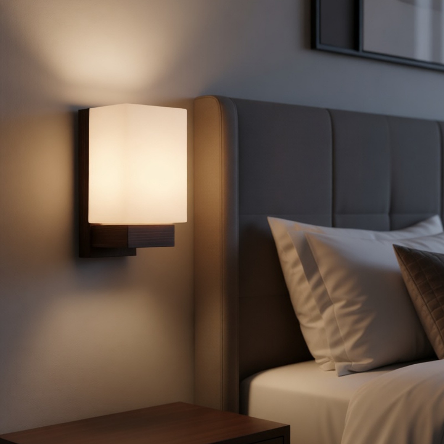 Eliante Wooden Wall Lights Wood, Glass & Material Brown Dark & White Finish