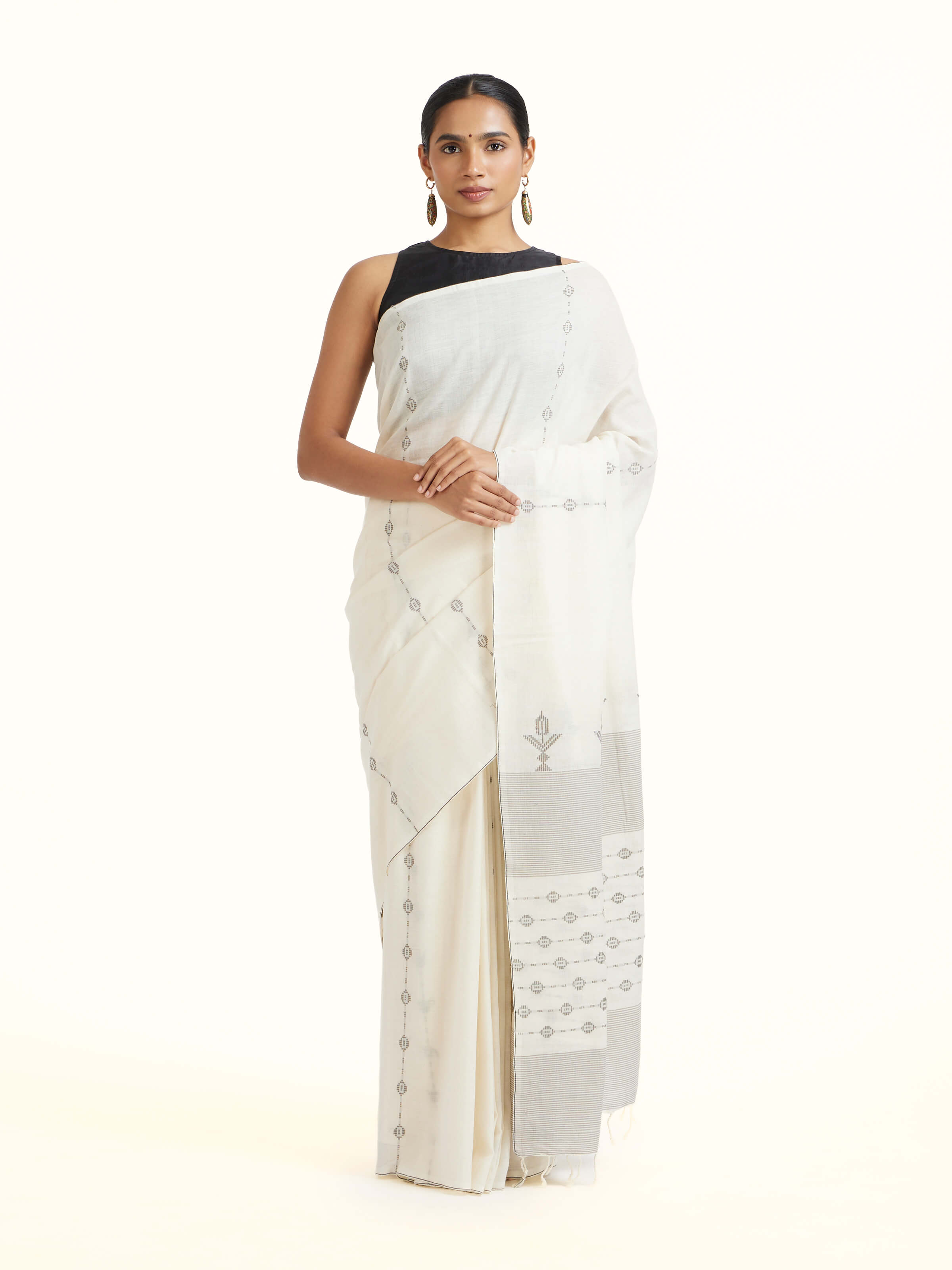 Off-white Cotton Extra-weft Saree