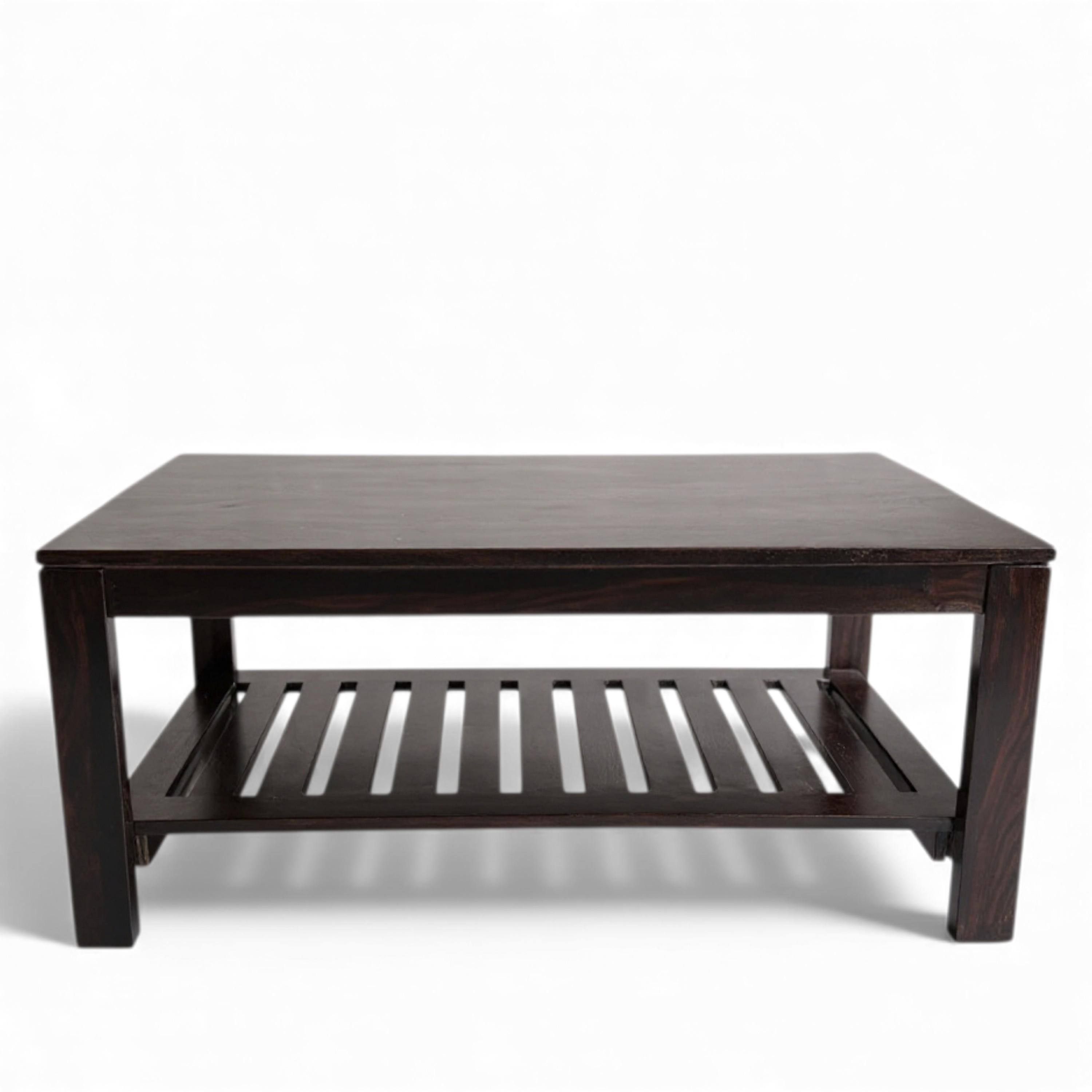 Piante Sheesham Wood Accent Rectangle Coffee Table In Dark Mahagony Finish