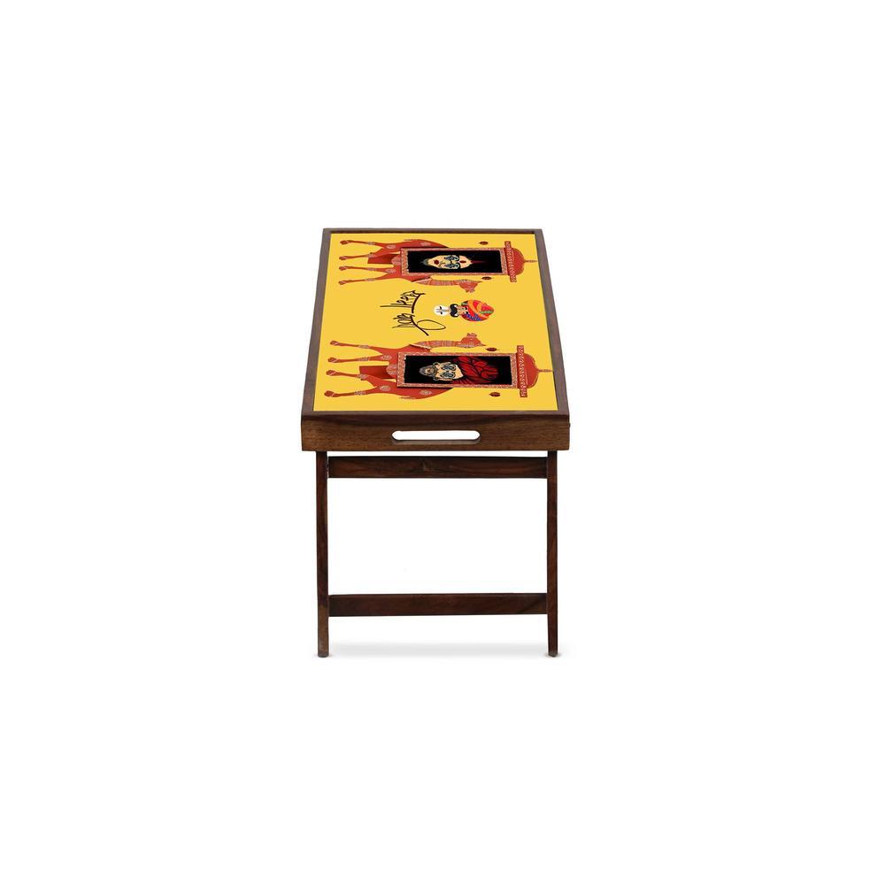 Khamma Ghanni Solid Wood Bookshelf and Serving Tray In Multicolour