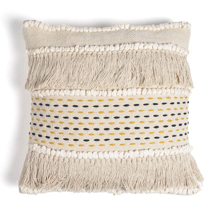 Muted Fringed Cushion Cover