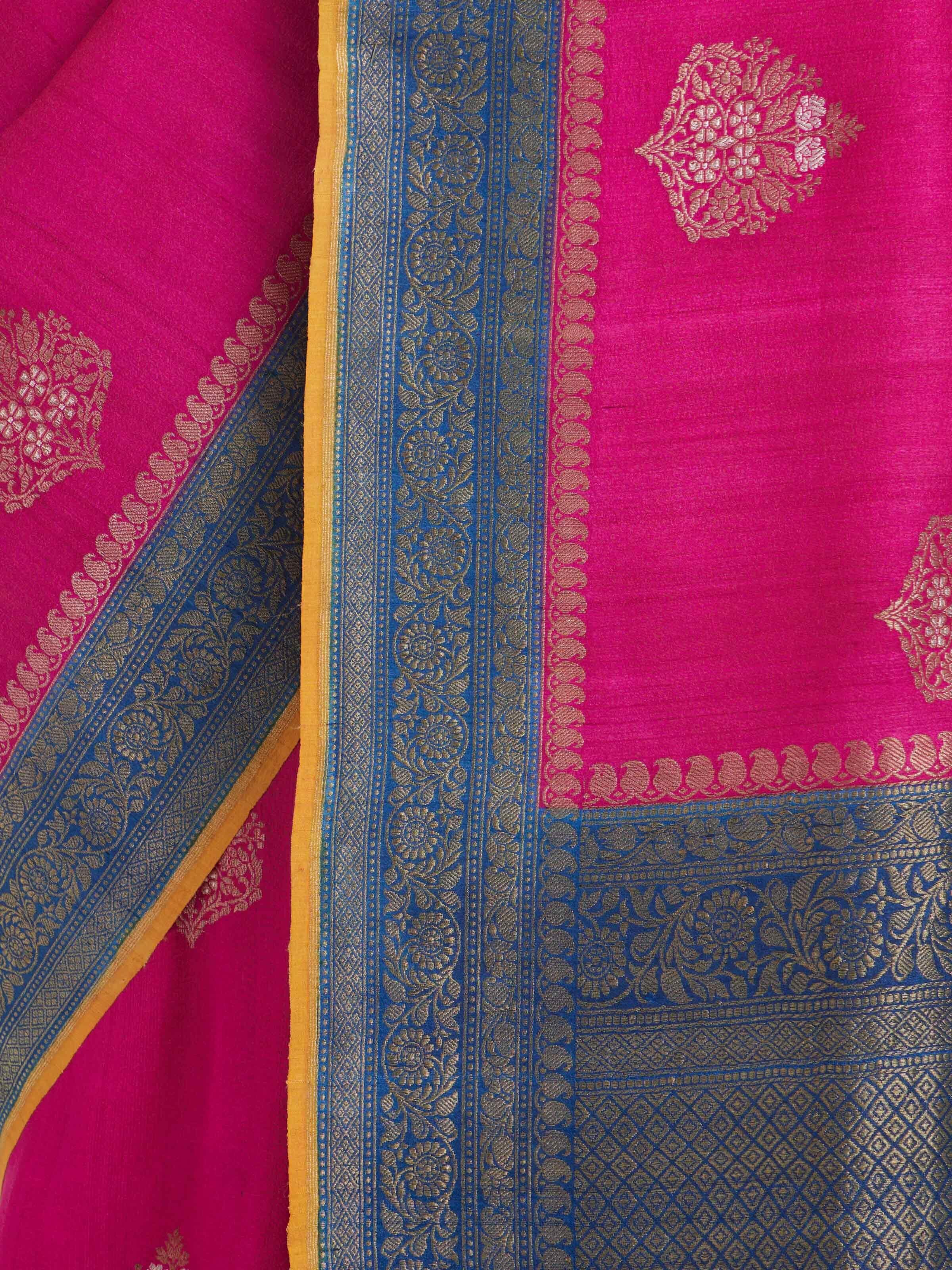 Pink Silk Kadhwa Handloom Banarasi Saree
