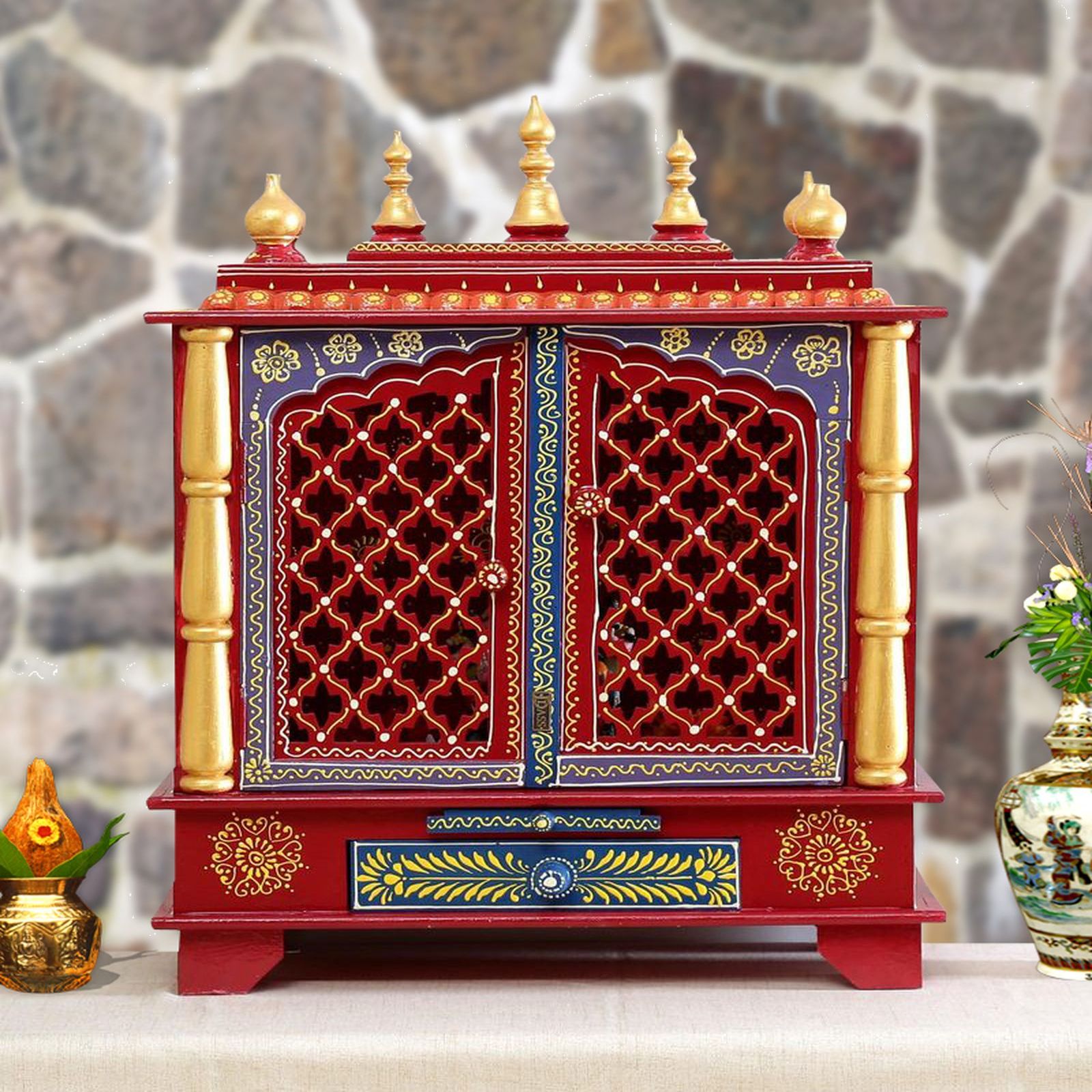D'Dass Sheesham and Mdf Wooden Home Temple For Pooja Mandir For Home - D'DASS