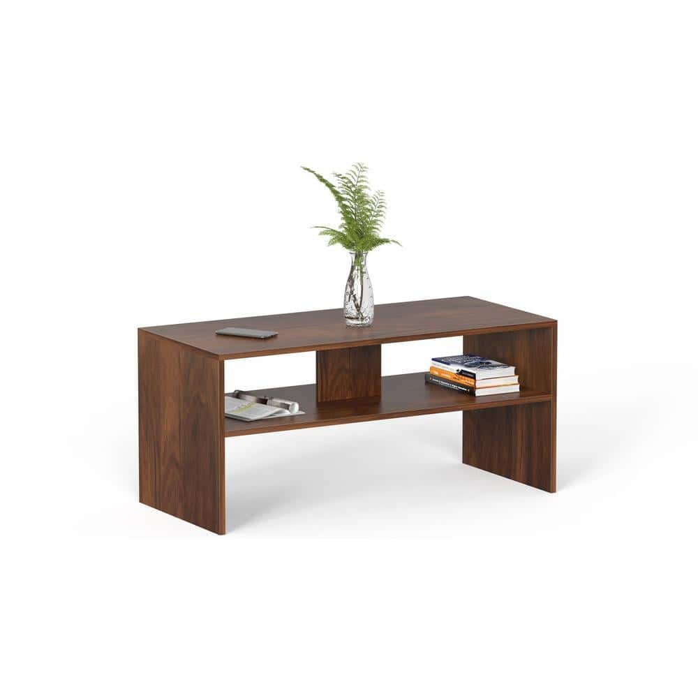 Oliver Engineered Wood Coffee Center Sofa Tea/Teapoy Console Table With Storage (Brown Maple)