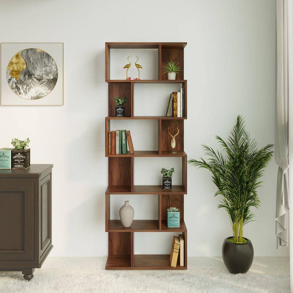 Crosbon Engineered Wood Bookshelf in Brown Maple