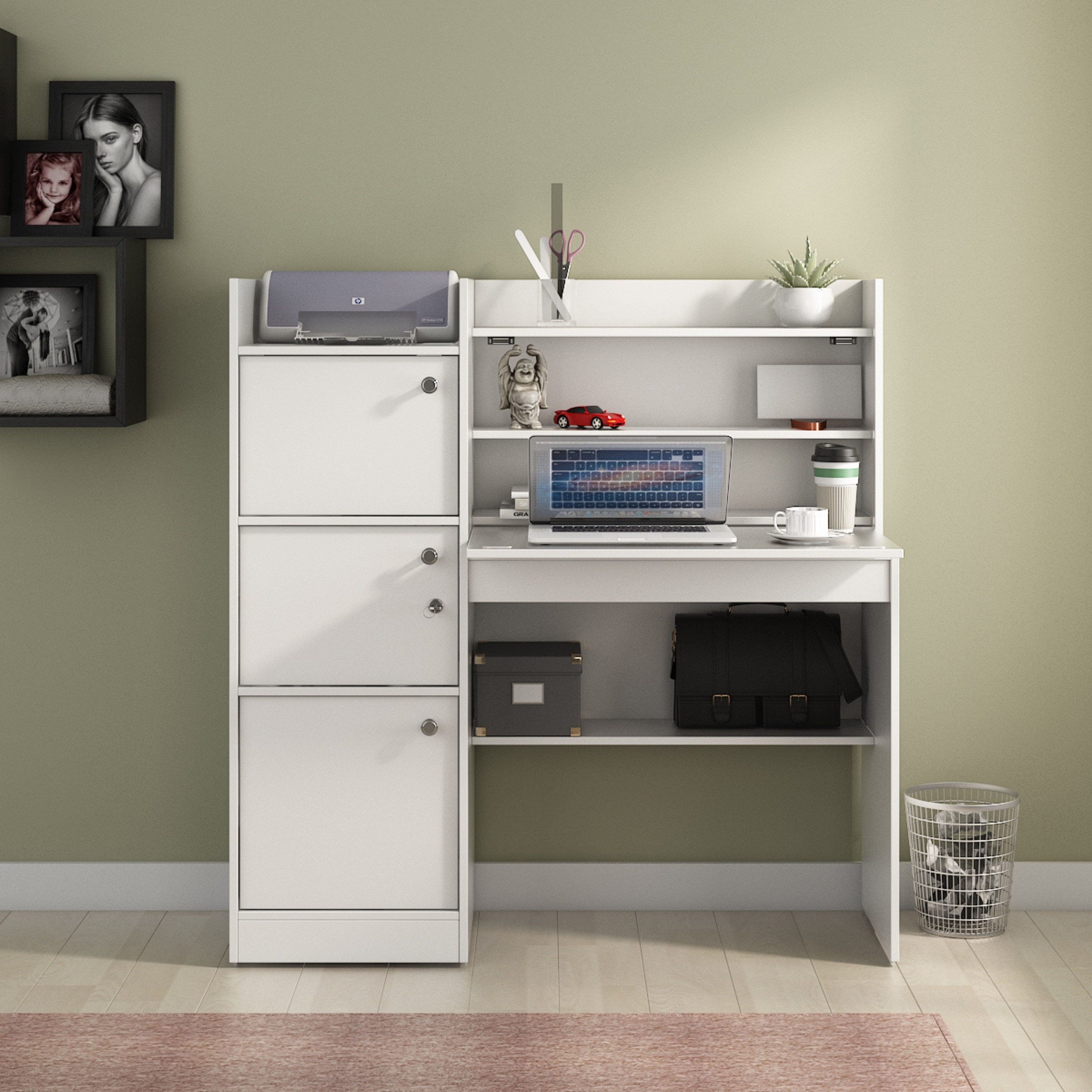 Brook Study Table Full Frosty White