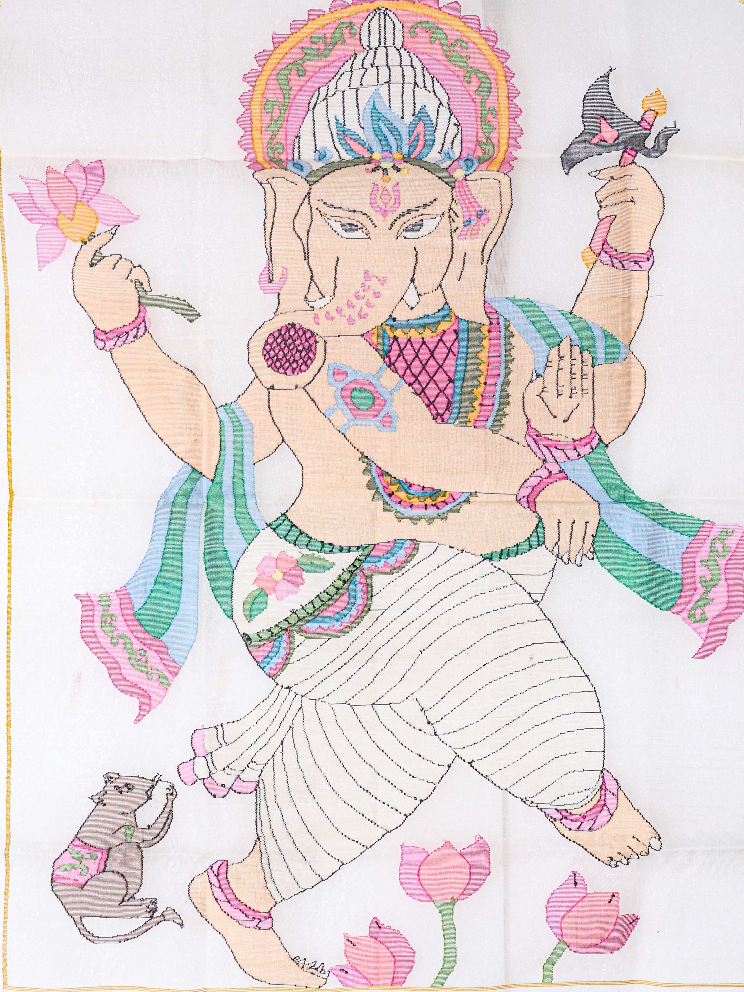 Dancing Ganesha Jamdani Wall Hanging