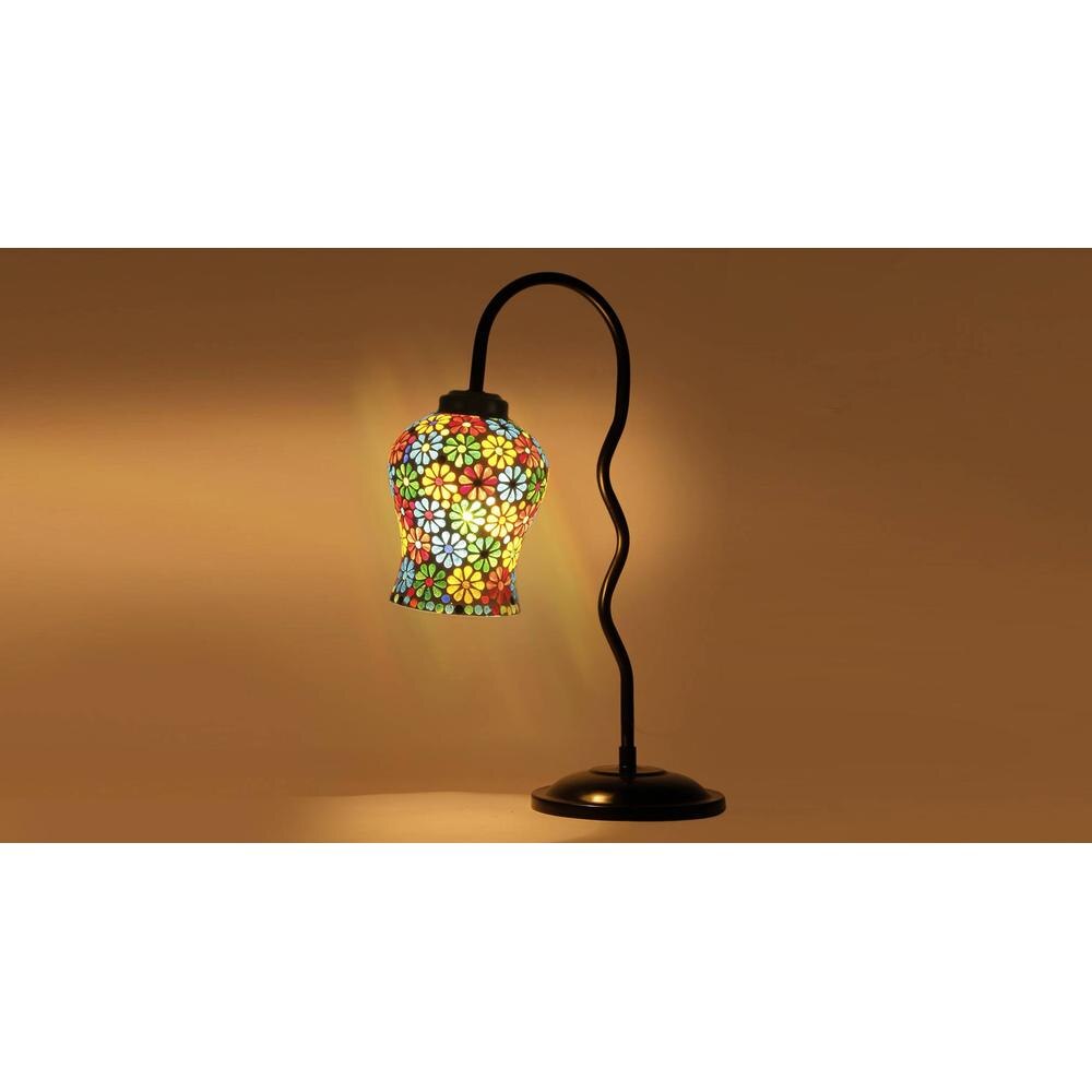 Multicolor Mosaic Glass Zig Zag Curvy Table lamp with Iron Base (EN04)