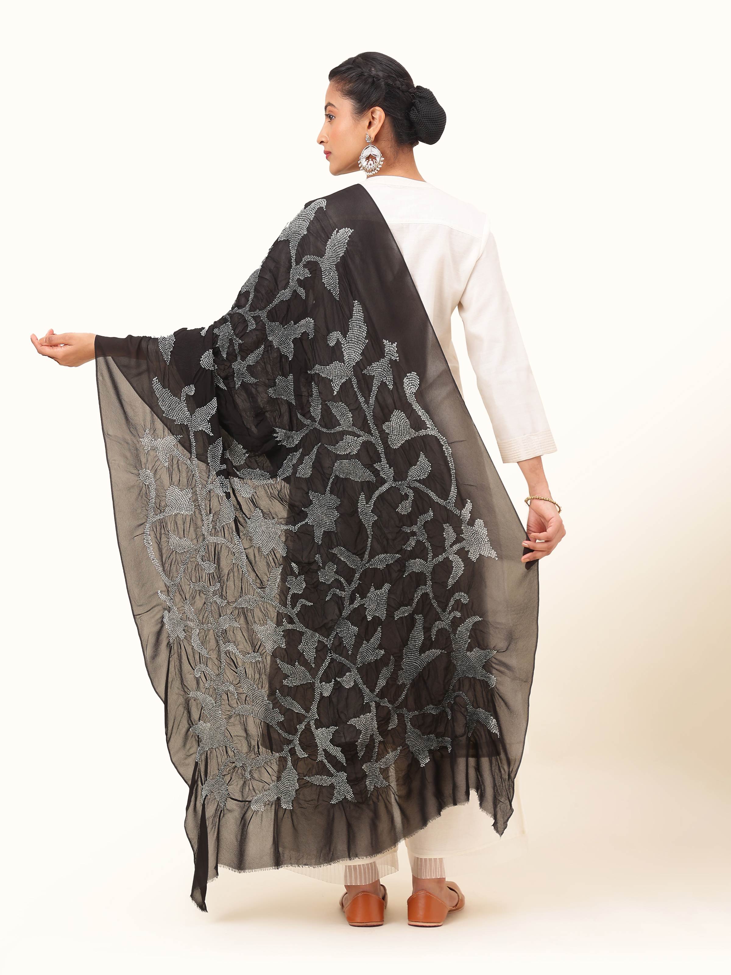 Black Georgette Bandhani Tie & Dye Dupatta