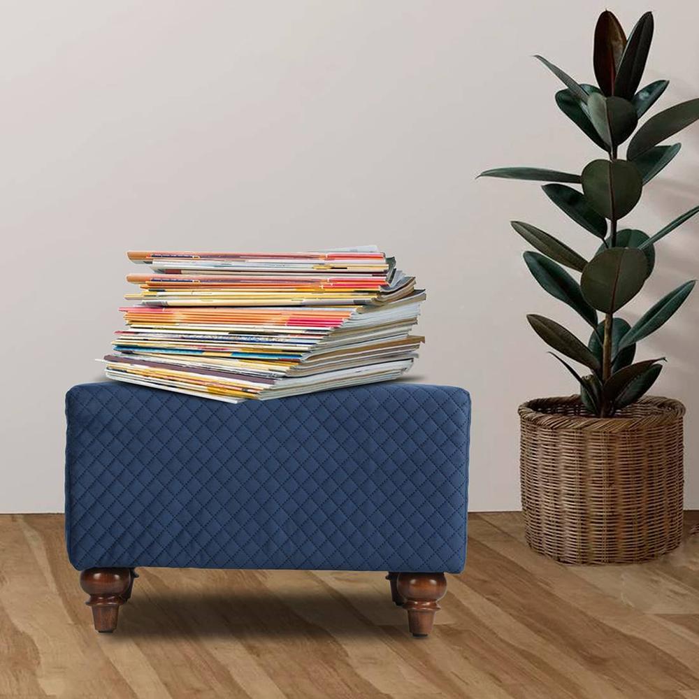 Eli Solid Wood  Ottomon in  Blue Colour