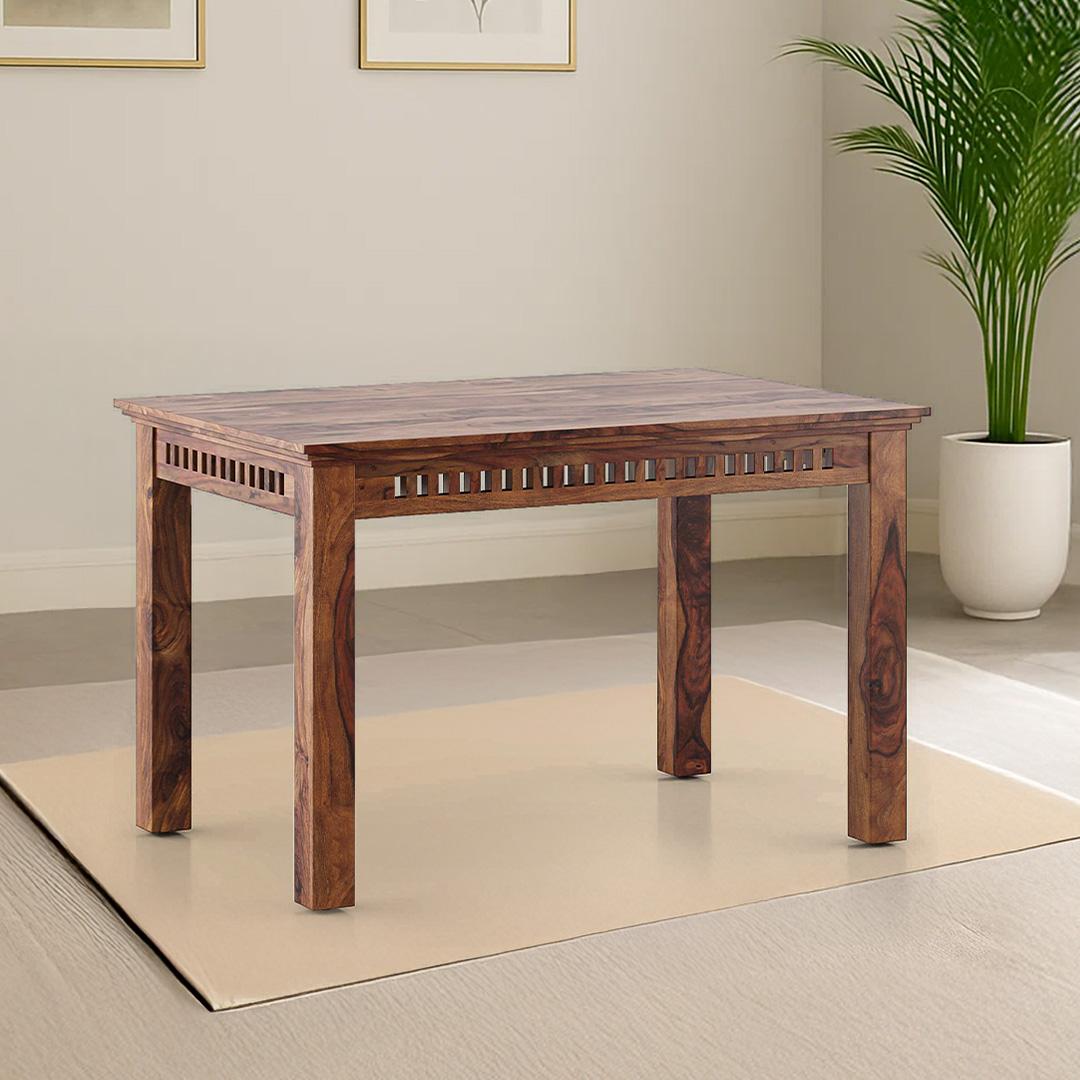 Fidora 4 Seater Dining Table In Teak Finish