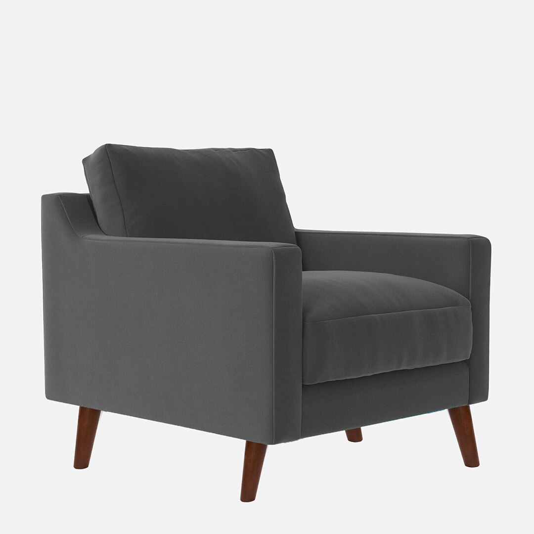 Reiti Velvet 1 Seater Sofa in Dark Grey Colour