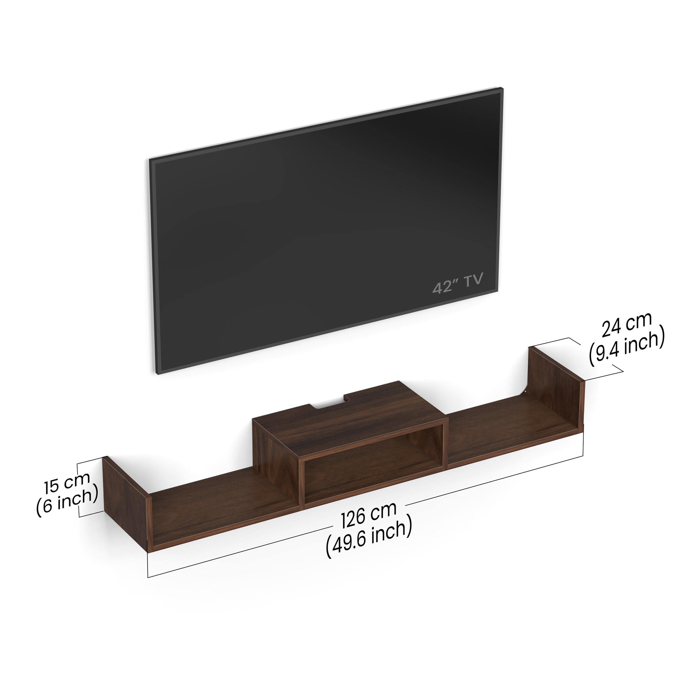 Aero Engineering Wood Wall Mount Tv Entertainment Unit In Brown Maple Finish