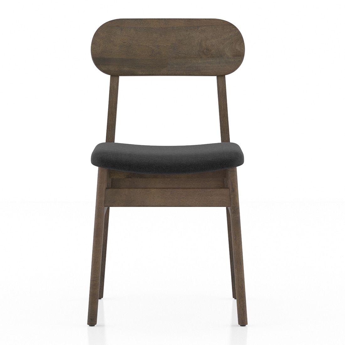 Lunar Solid Wood Dining Chair Set of 2 In Danish Walnut Finish With Urban Grey Fabric Colour