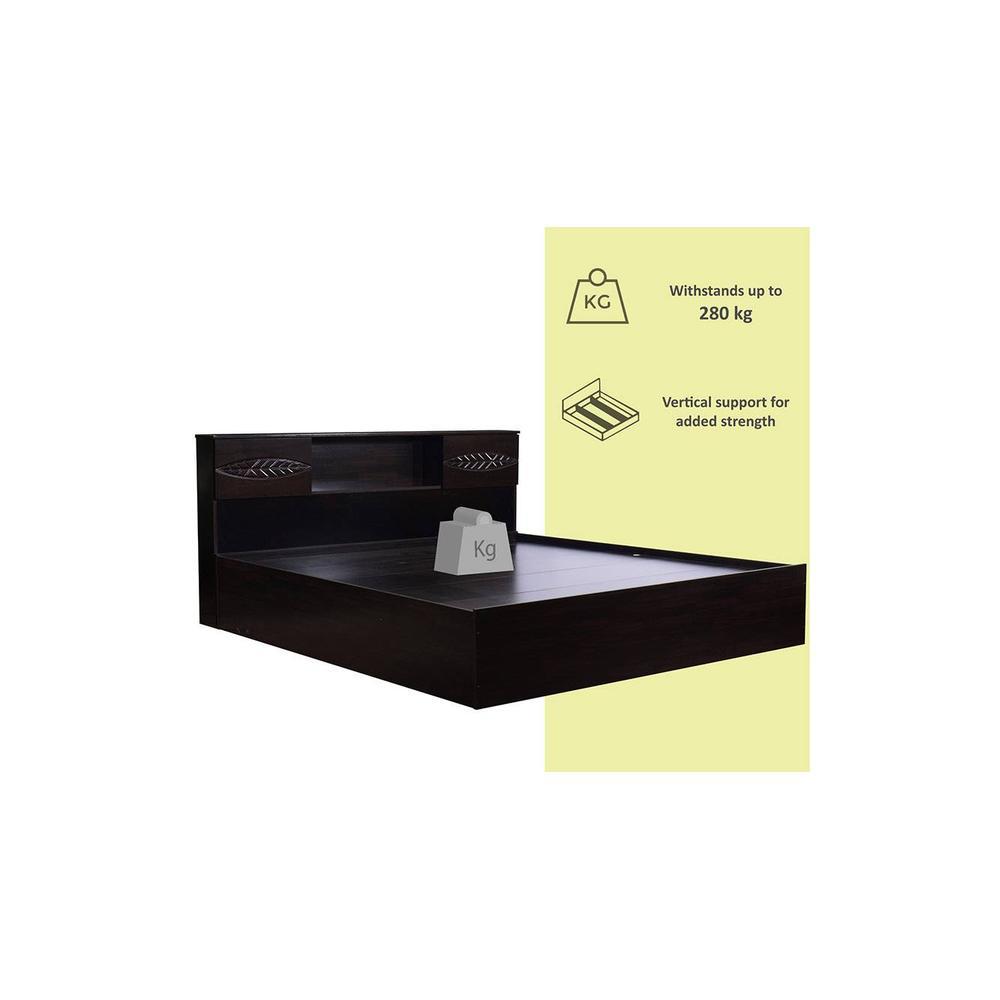 Aegiale Solid Wood King Size Drawer Storage Bed In Melamine Finish