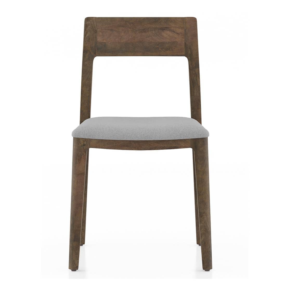 Clarke Solid Wood Dining Chair Set of 2 in Danish Walnut Finish with Vapour Grey Fabric