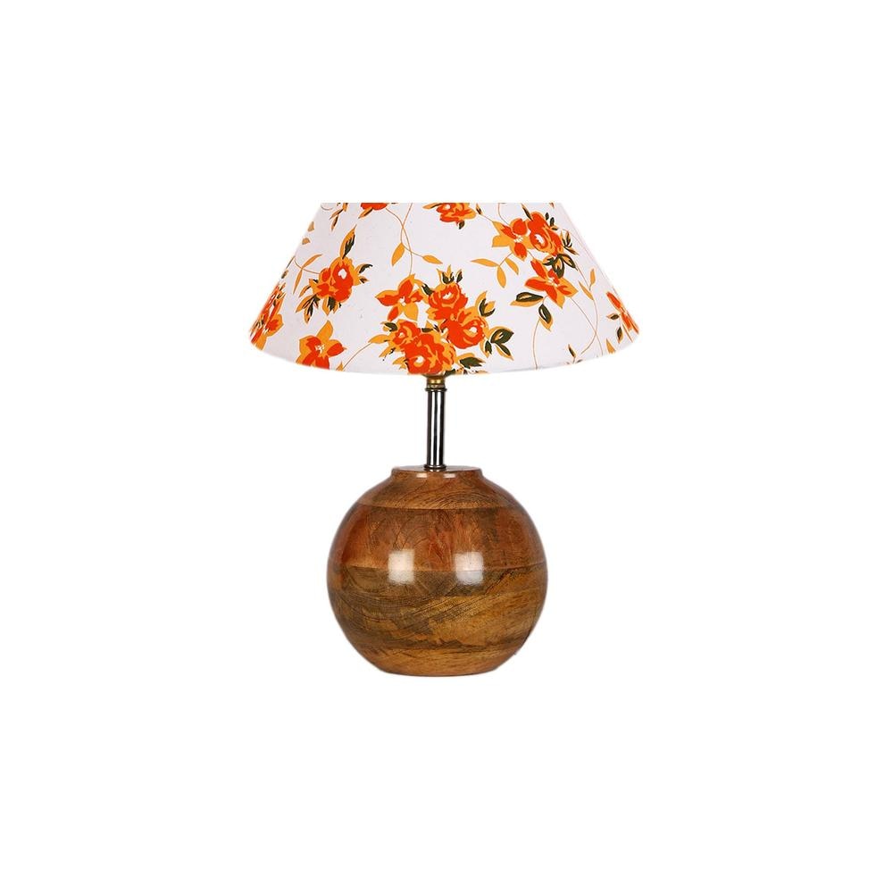 Multicolor cotton with Natural Wood Table Lamp -2