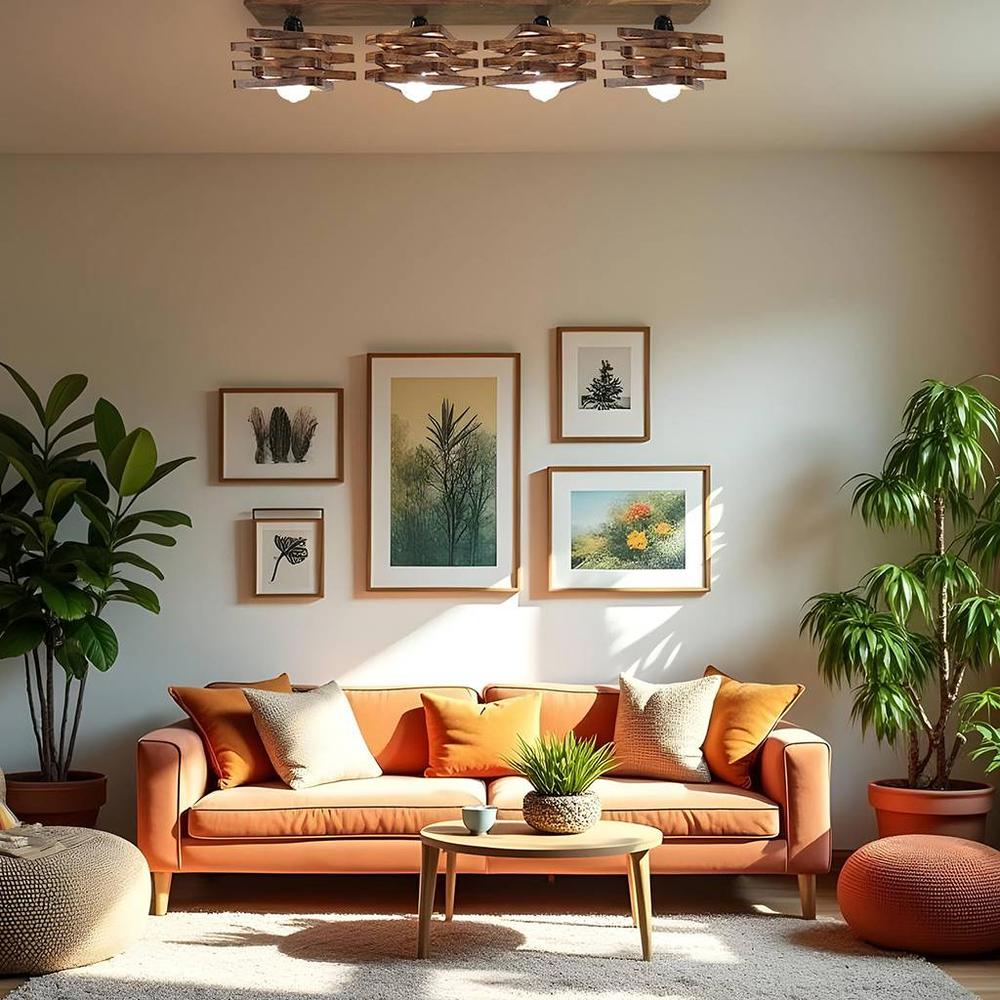 Star Brown Solid Wood Ceiling Light