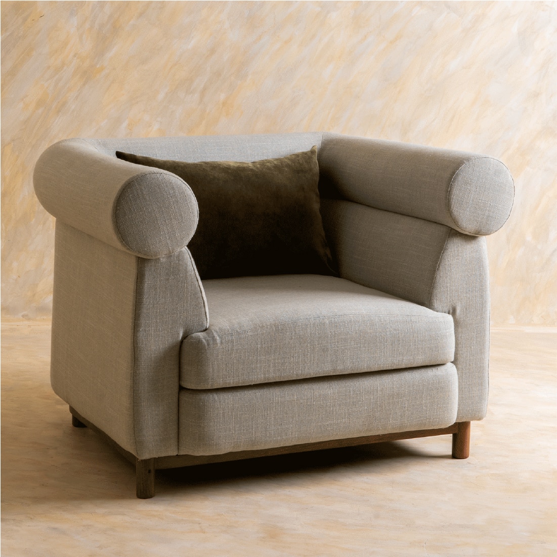 Solace Solid Wood One Seater Sofa in Grey Colour - Orange Tree