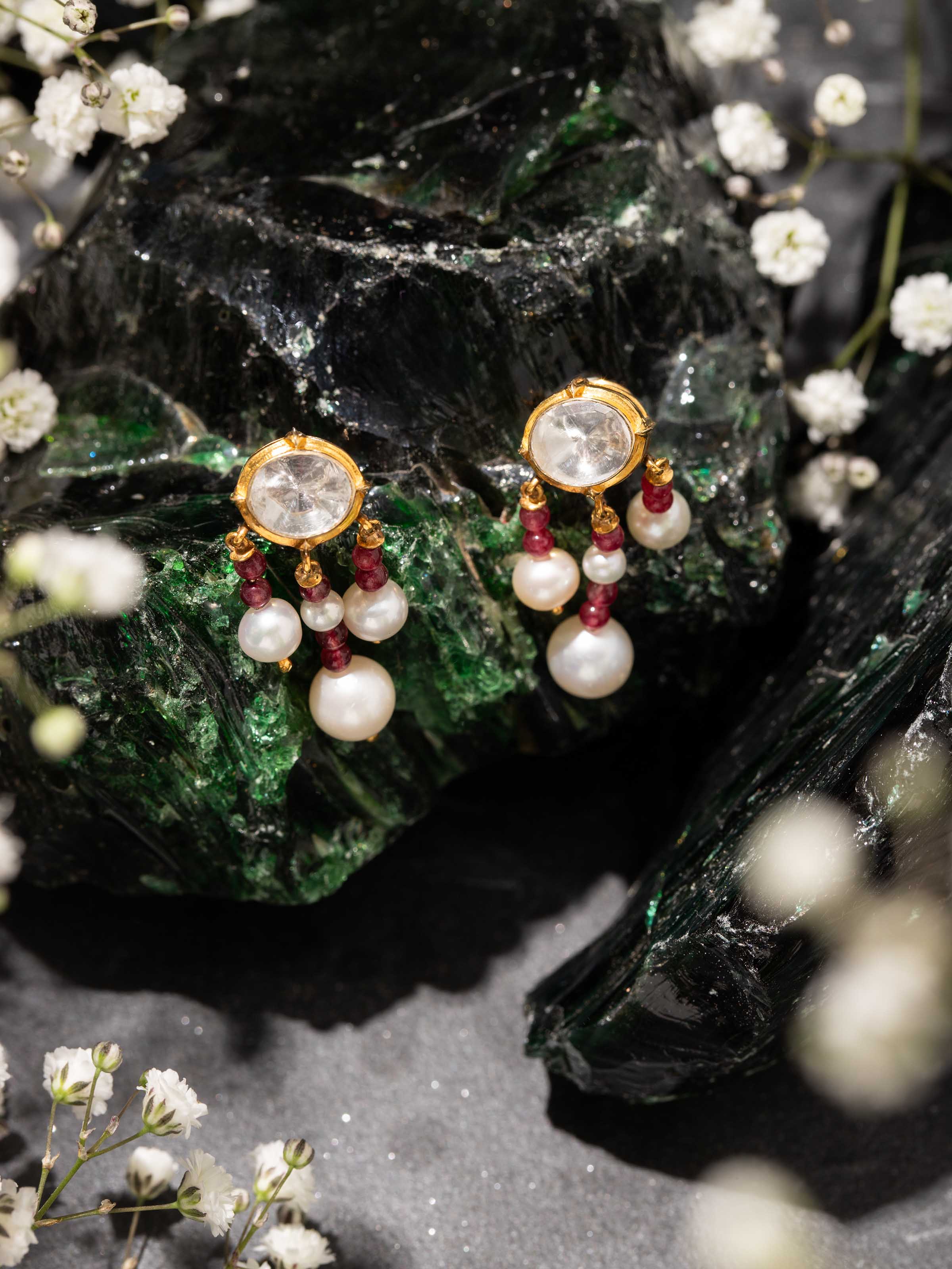 Dank Polki Gold Drop Earrings