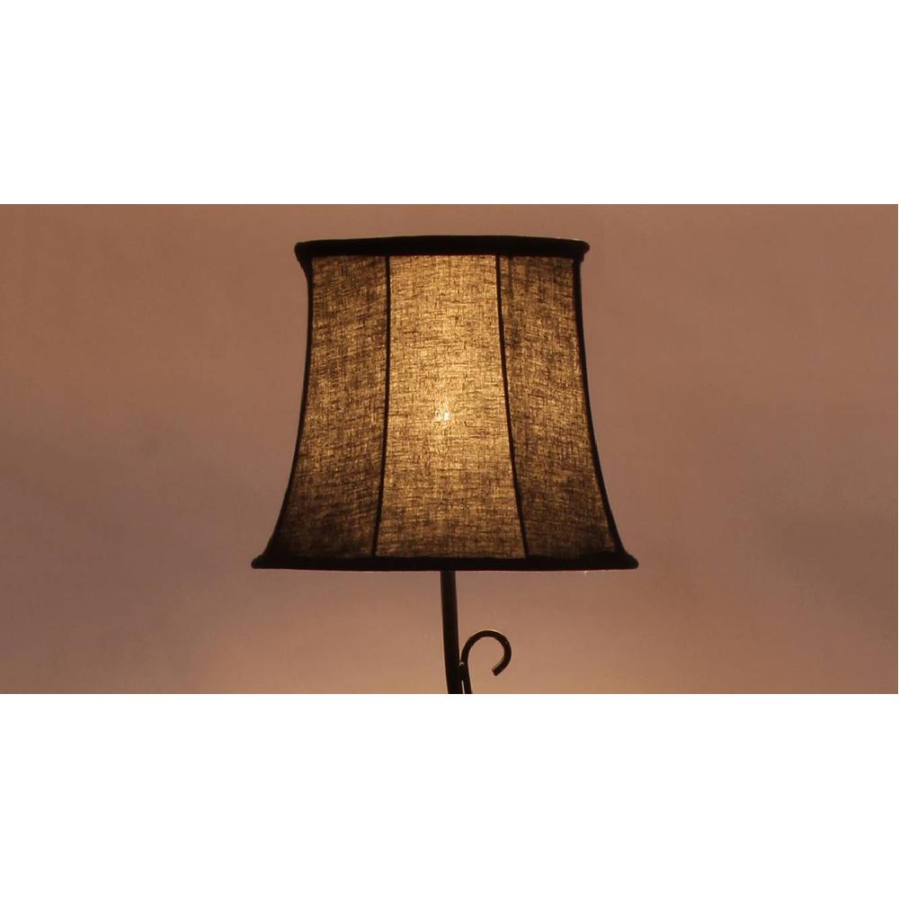 Orina Black Fabric Floor Lamp with Black Iron Base