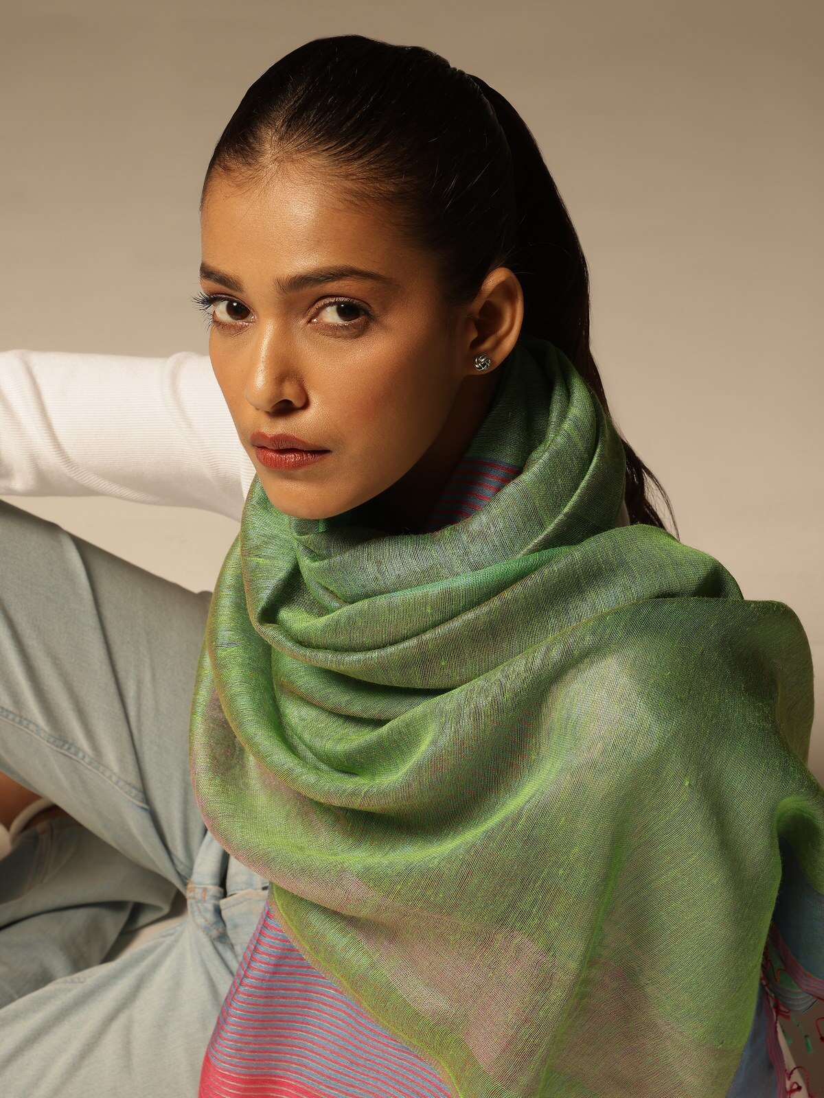 Navya Purple Tussar Silk Stole