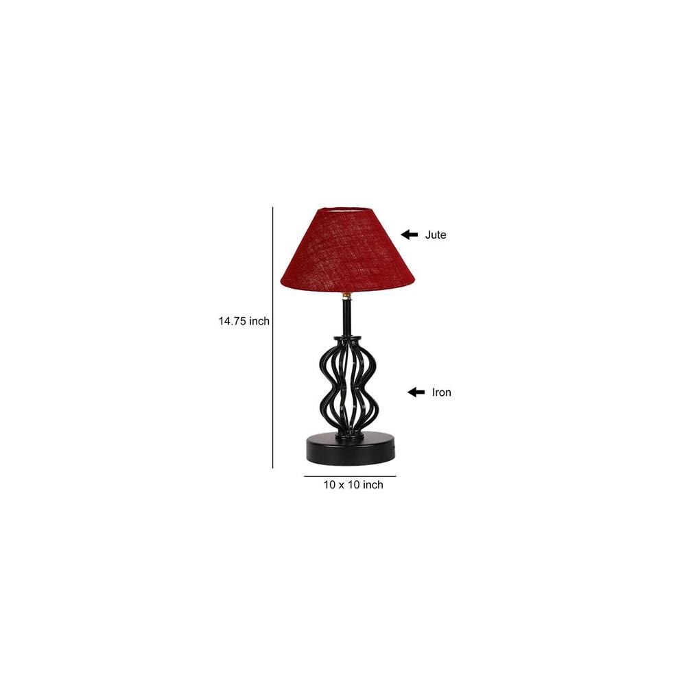 Fatima Maroon Jute Table lamp with Iron Base