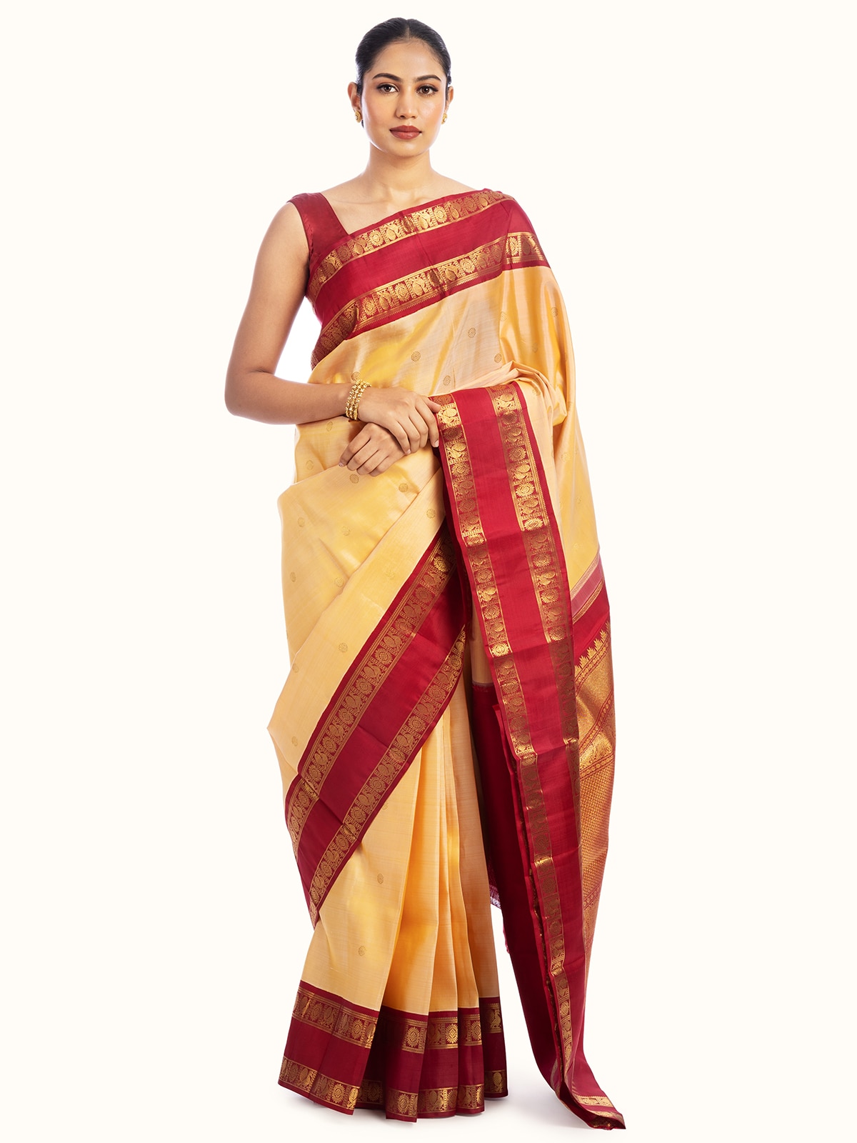 Off-white Silk Kancheepuram Saree