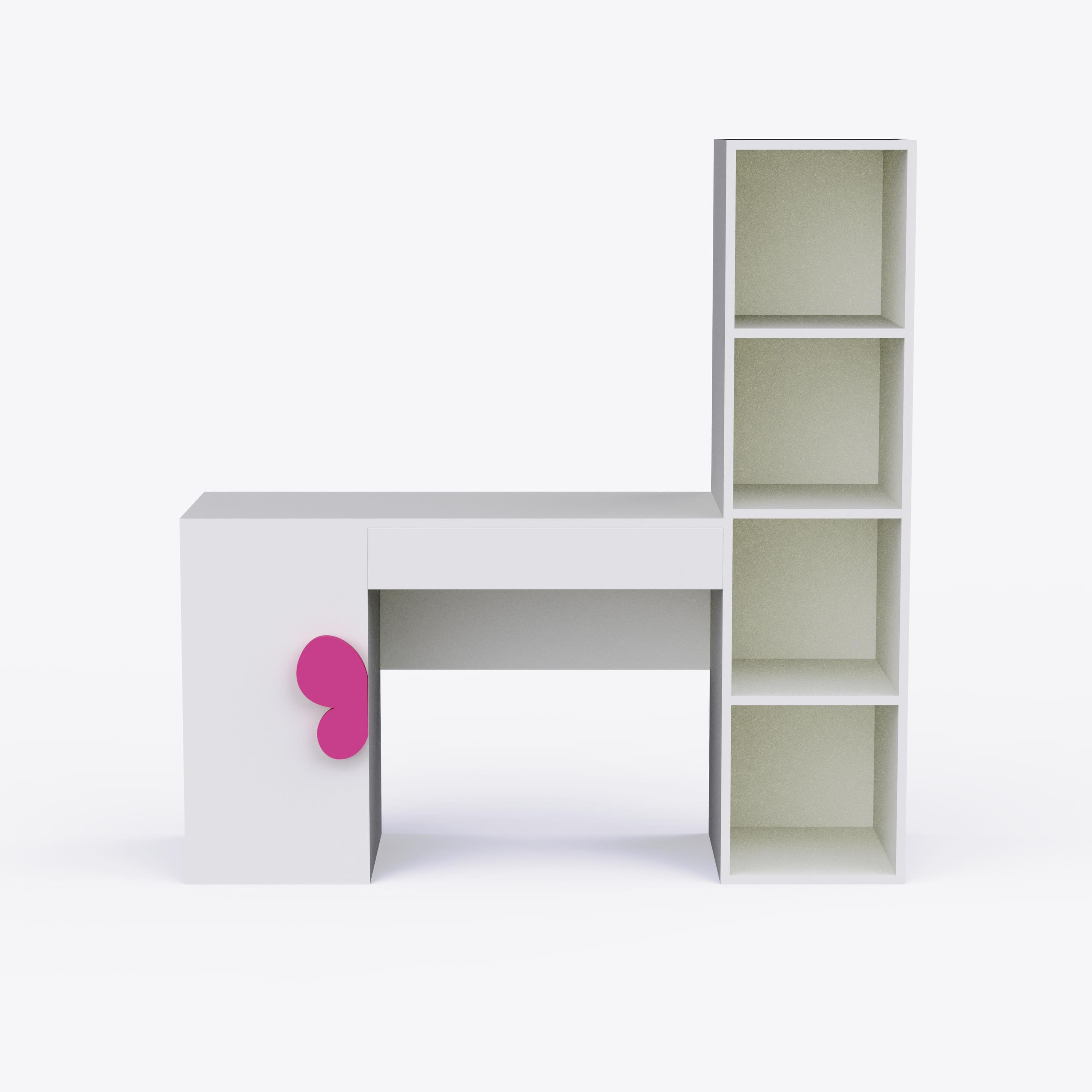Joy Ride Study Table In White & Pink Colour