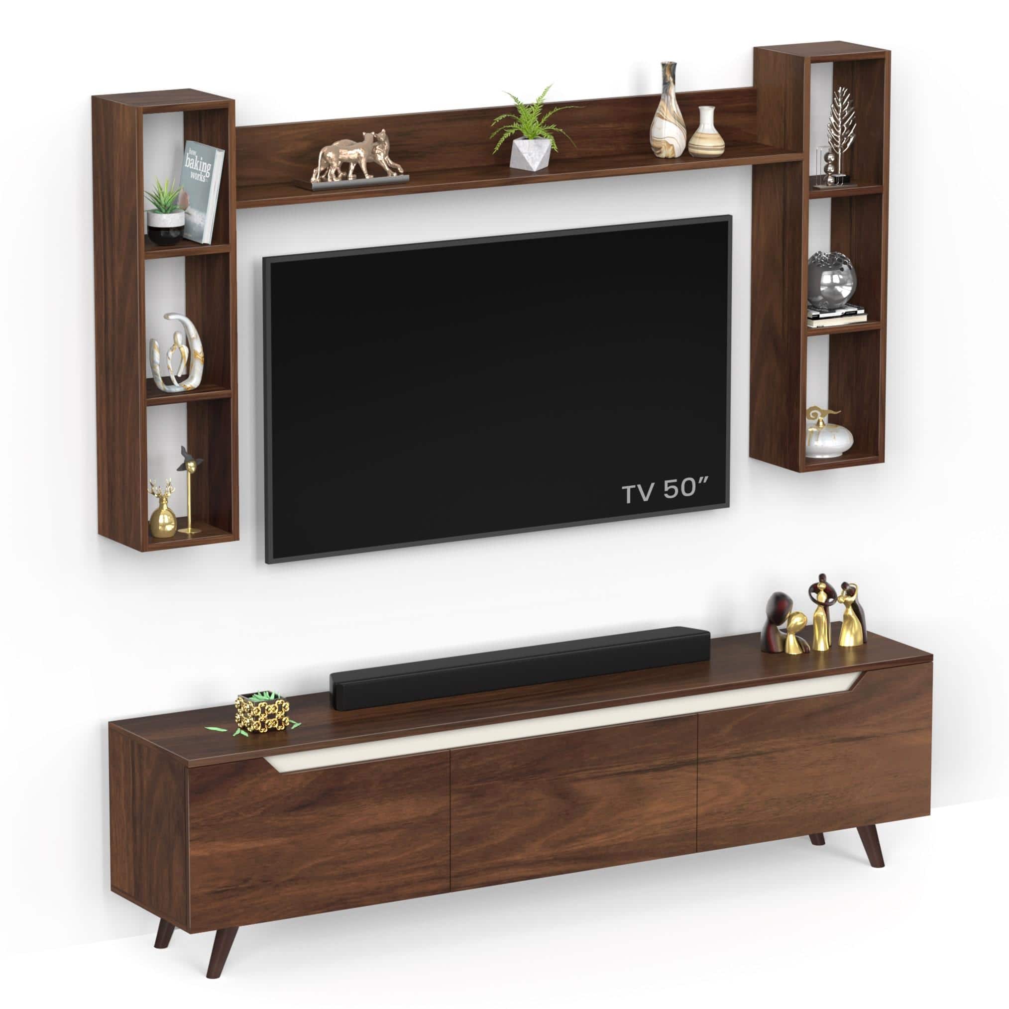 Blesky Miltra Tv Entertainment Unit Set Top Box In Brown Maple Finish
