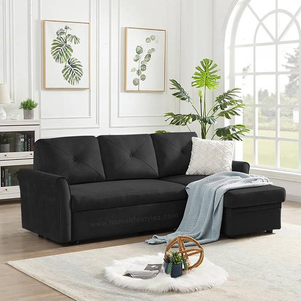 Scarlet  Pull Out Sofa cum Bed  in Black Colour - Home Lifestylez