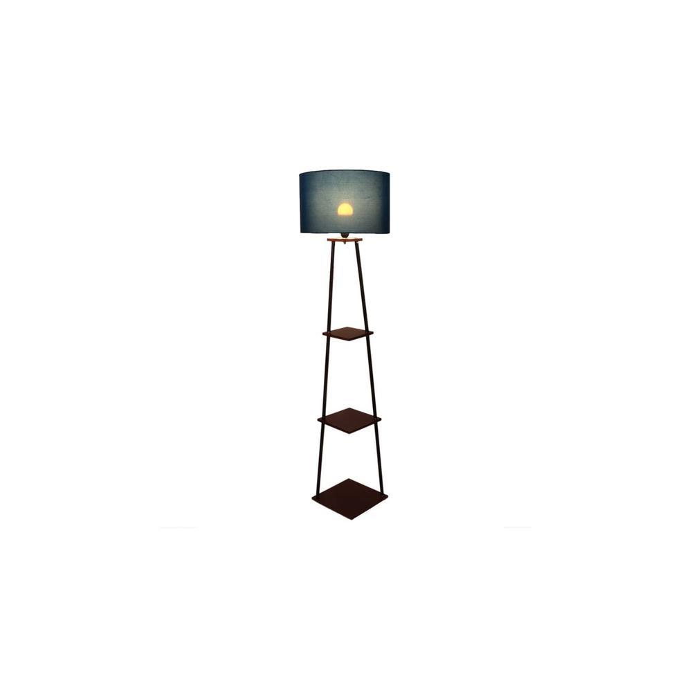 Rosemary Blue Cotton Floor Lamp with Solid Wood