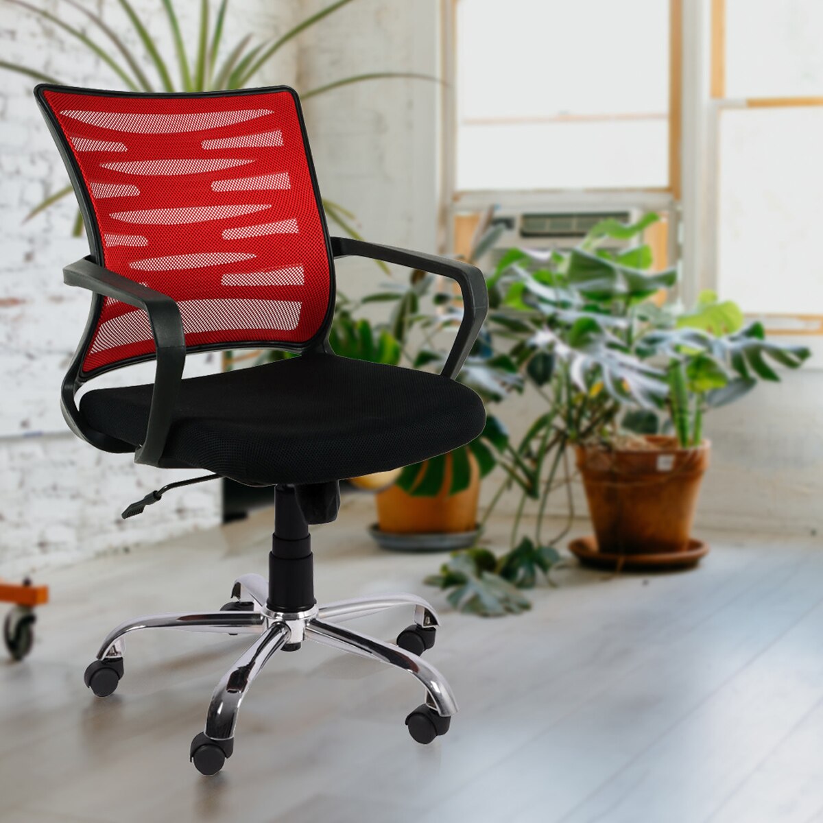 Vertigo Ergonomic Mesh Office Chair Mid Back (Red-Black)