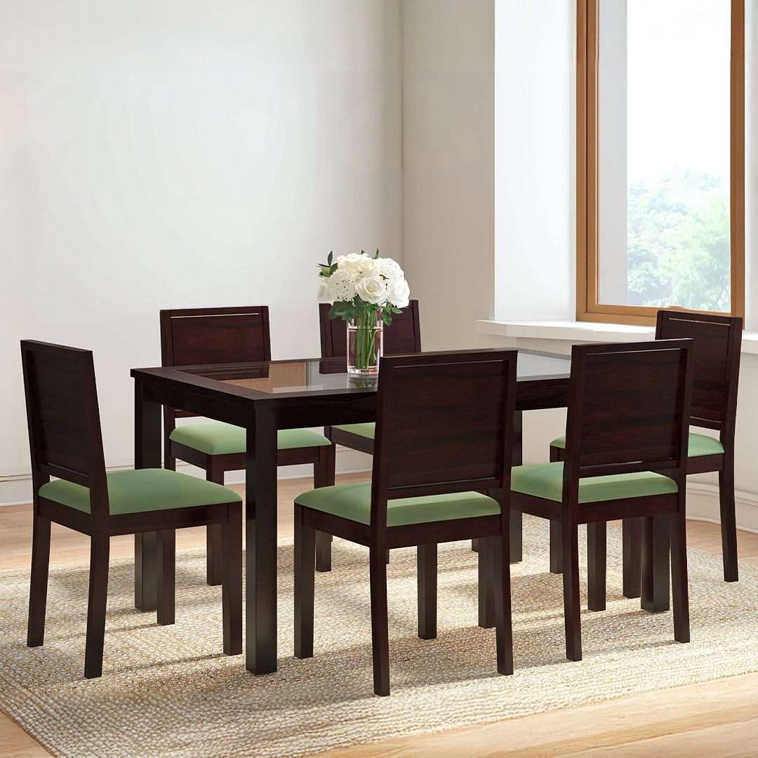 Floyd 6 Seater Dining Table Glass Top With Set Of 6 Oribi Dining Chairs
