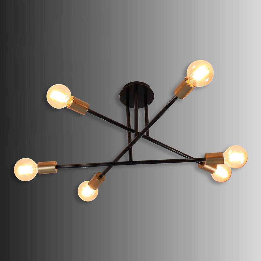 Six Head Sputnik Black Mordern Chandelier