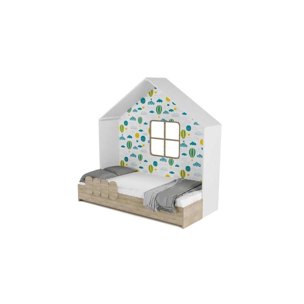Little Hut Engineered Wood Bed in Green Colour