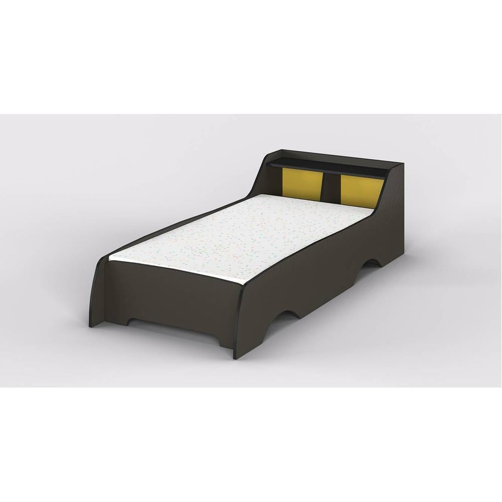 Batty Engineered Wood Non Storage Bed in Dark Grey Colour