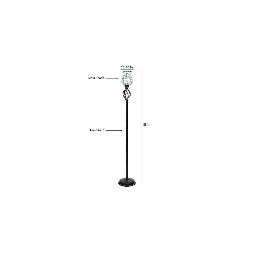 Elizabeth Black Glass Shade Floor Lamp