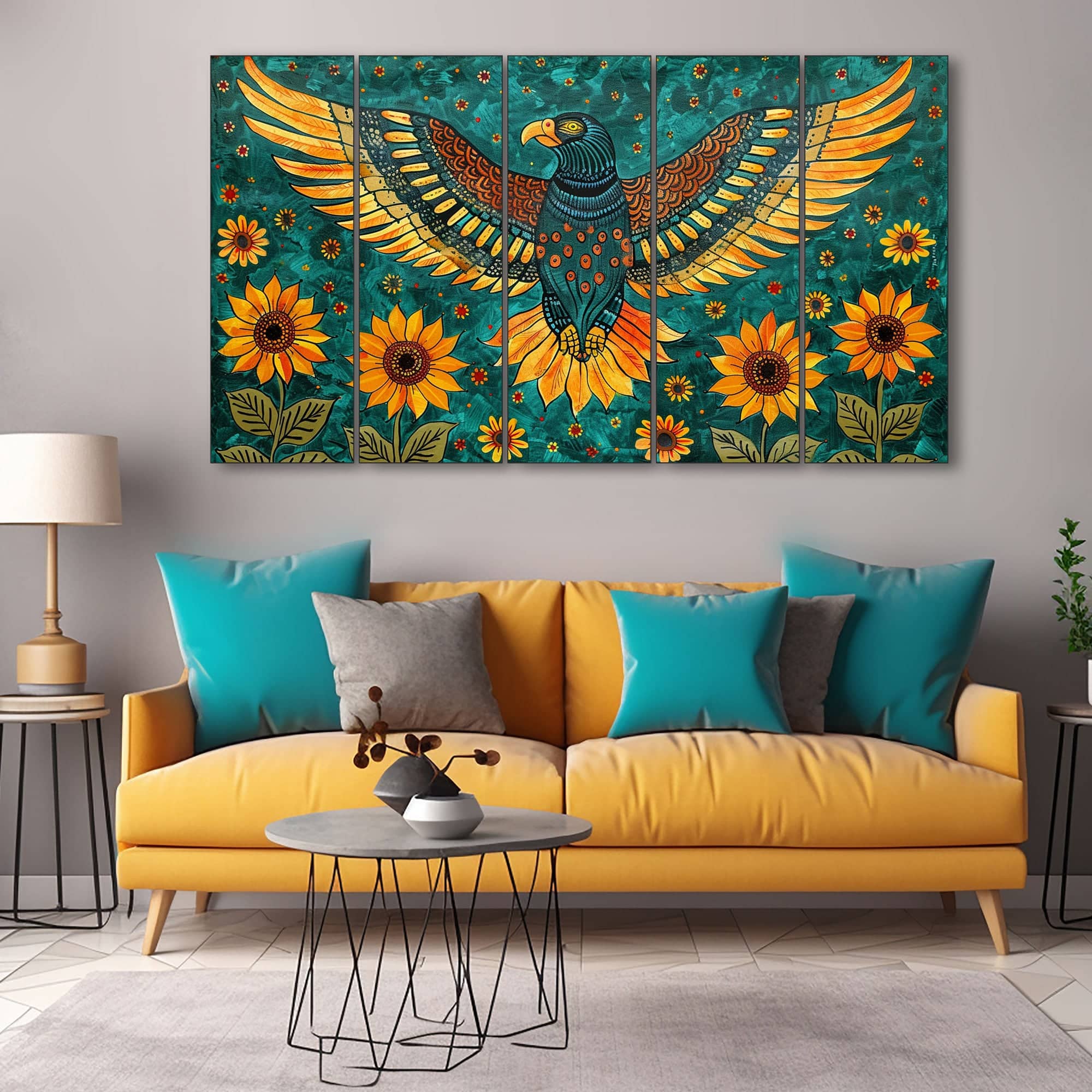 The Castle Decor Birds Art Wall Painting Wooden Framed 27x48 Inch - The Castle Decor