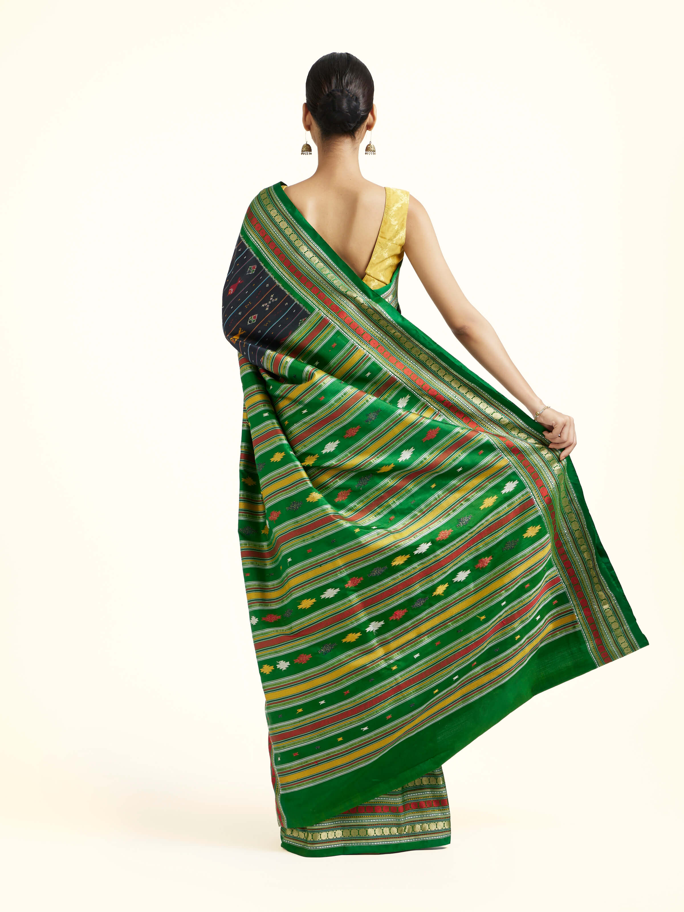 Black Silk Pochampally Single Ikat Saree