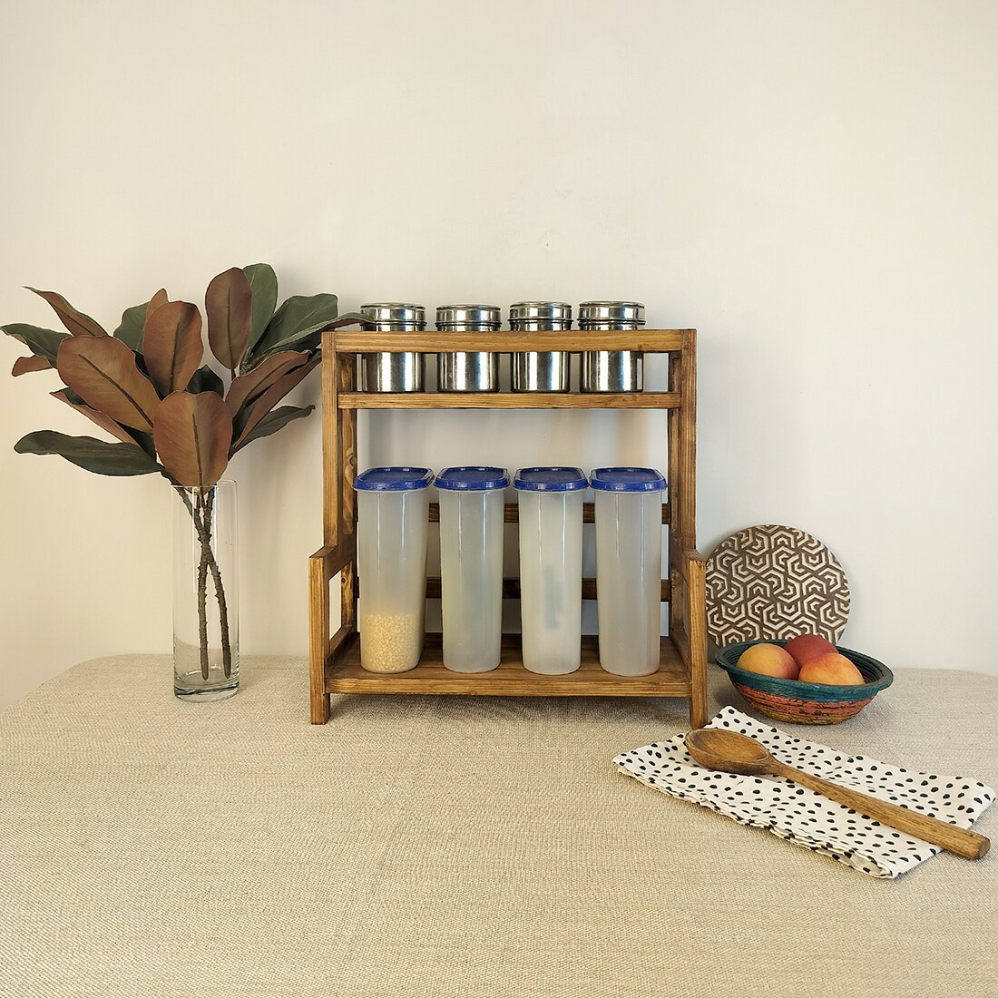 Hannah Wooden Kitchen Countertop Organiser