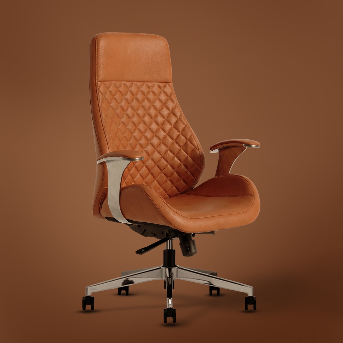 Kepler Brooks Atlas Premium Leatherette Office Desk Chair in Tan Colour - Kepler Brooks