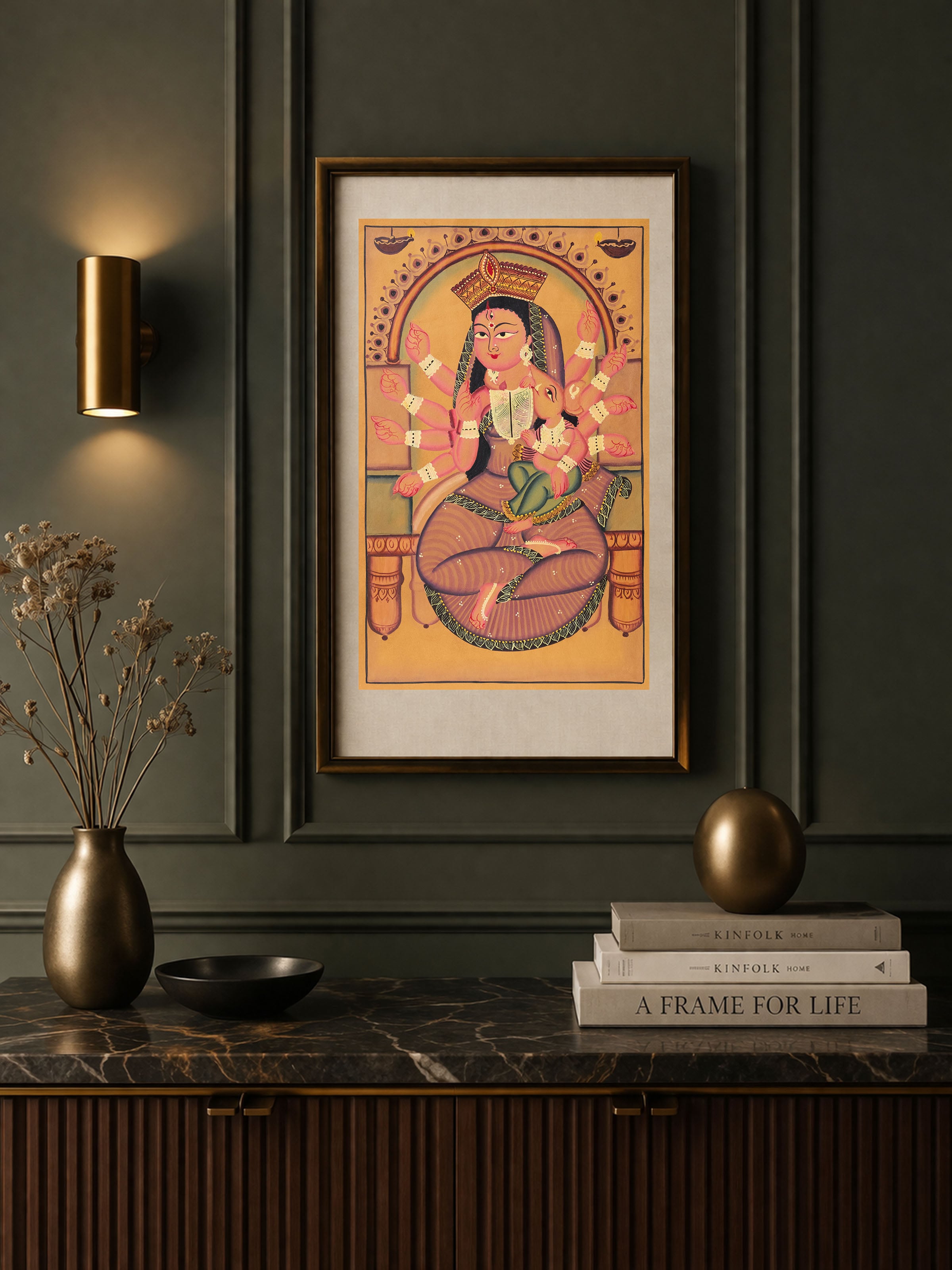 Devi Durga Kalighat Painting