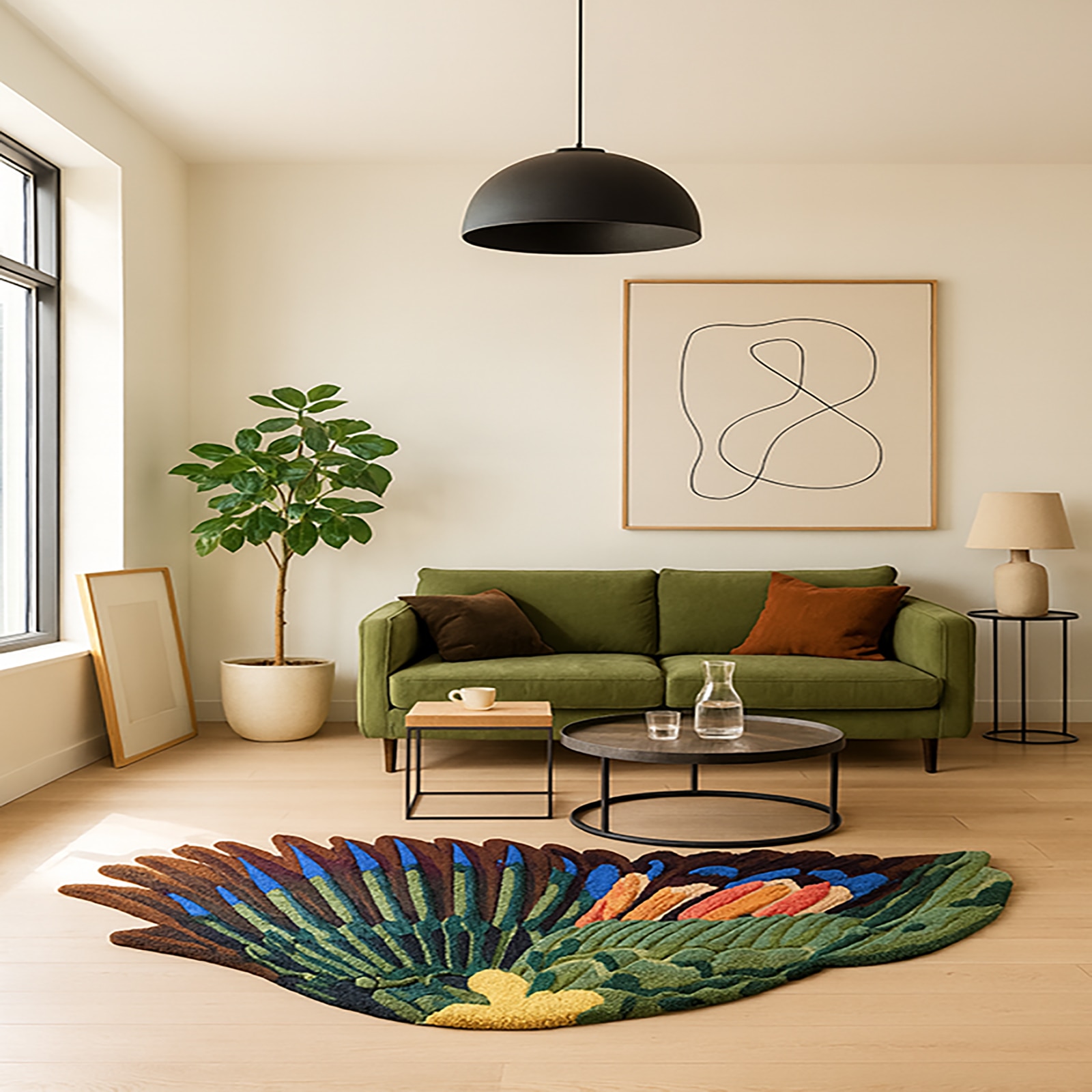 Forest Bloom Feather Rug Carpet 5 X 7