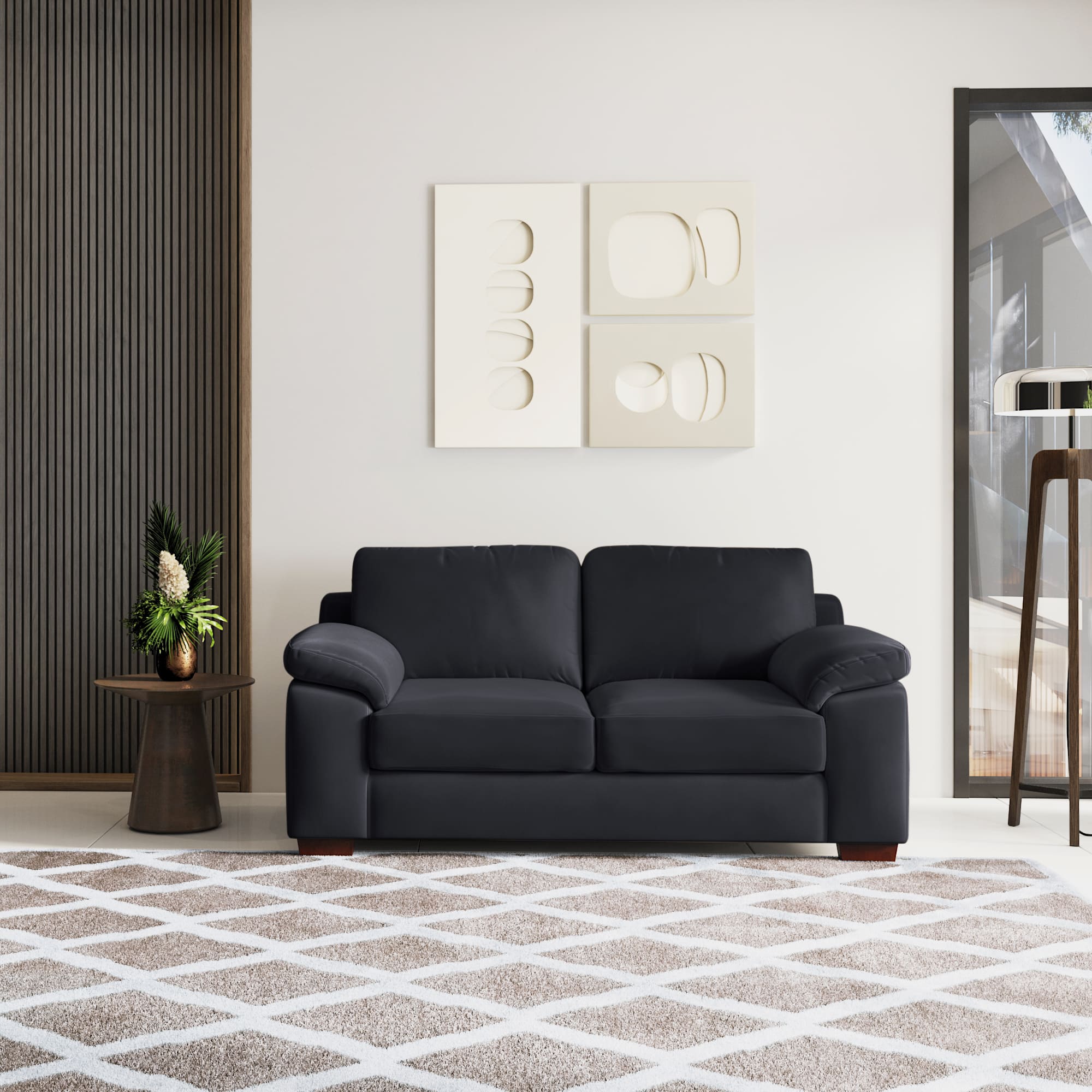 Esquel Premium 2 Seater Fabric Sofa in Deep blue velvet Colour